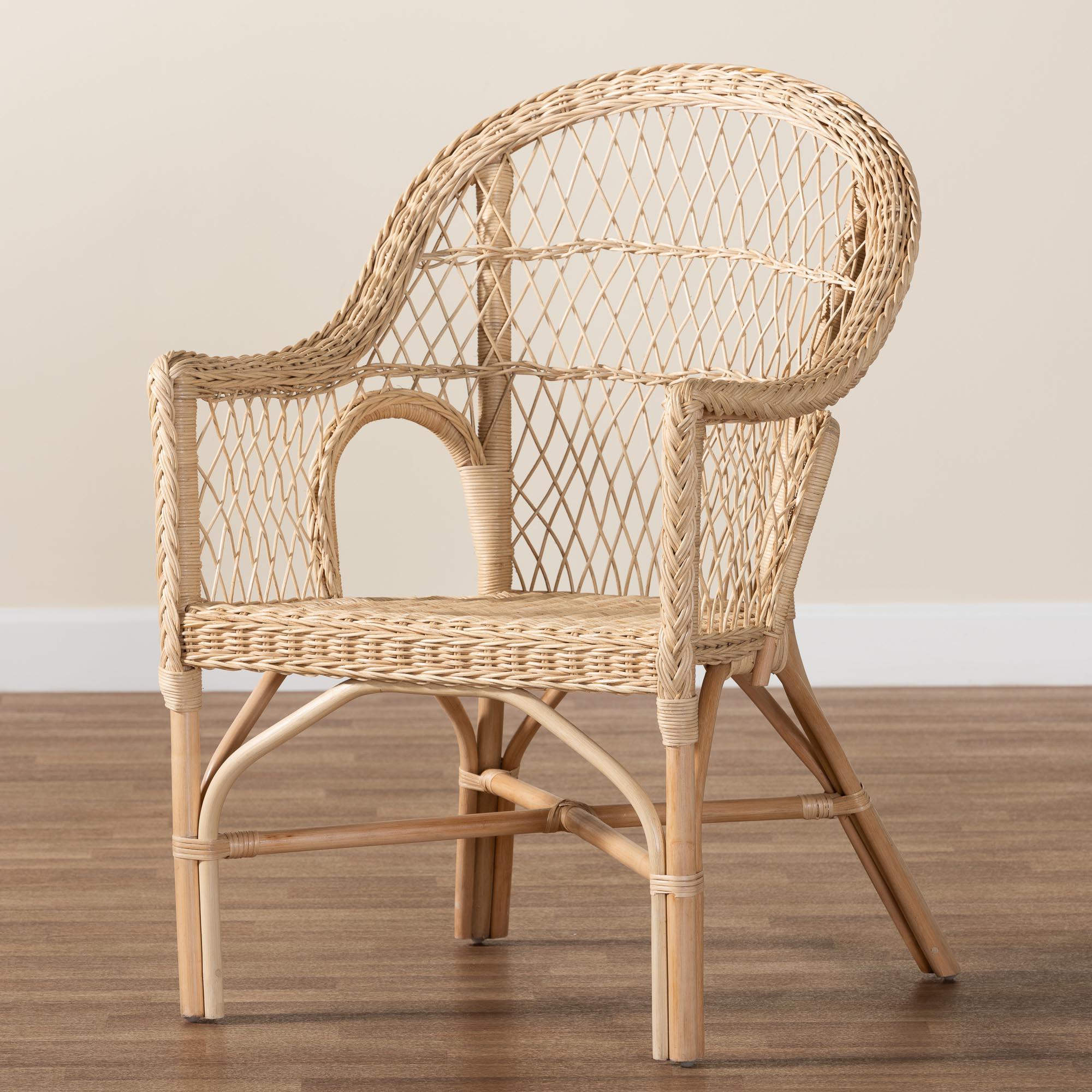 bali & pari Zaira Modern Bohemian Rattan Arm Chair