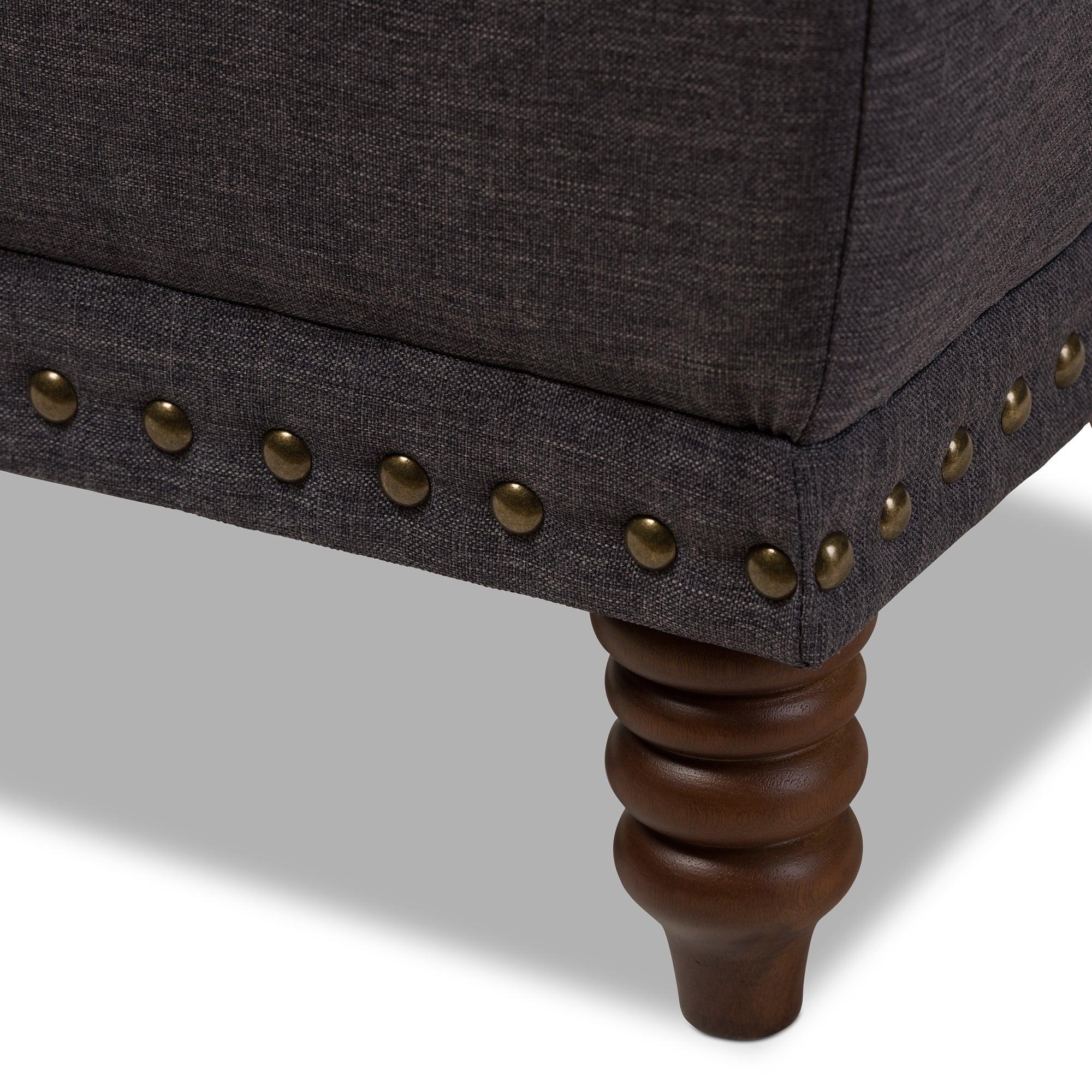 Annabelle Modern and Contemporary Dark Fabric Upholstered Wood Finished Button-Tufted Storage Ottoman