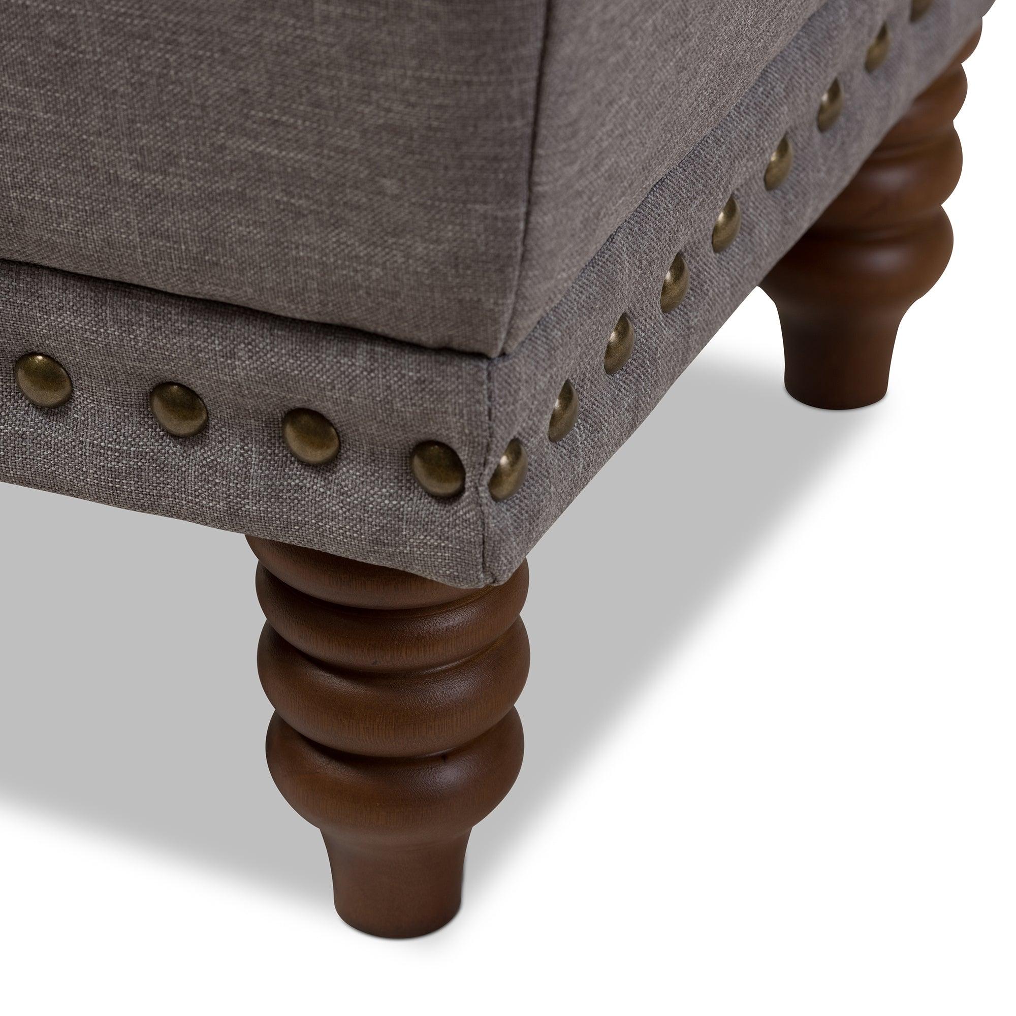 Annabelle Modern and Contemporary Light Fabric Upholstered Wood Finished Button-Tufted Storage Ottoman