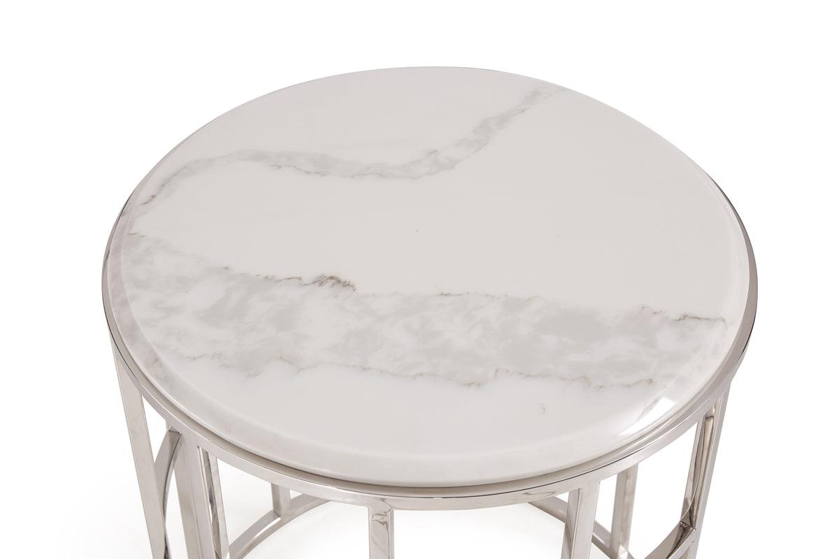 Modrest Silvan Modern Marble Stainless Steel End Table