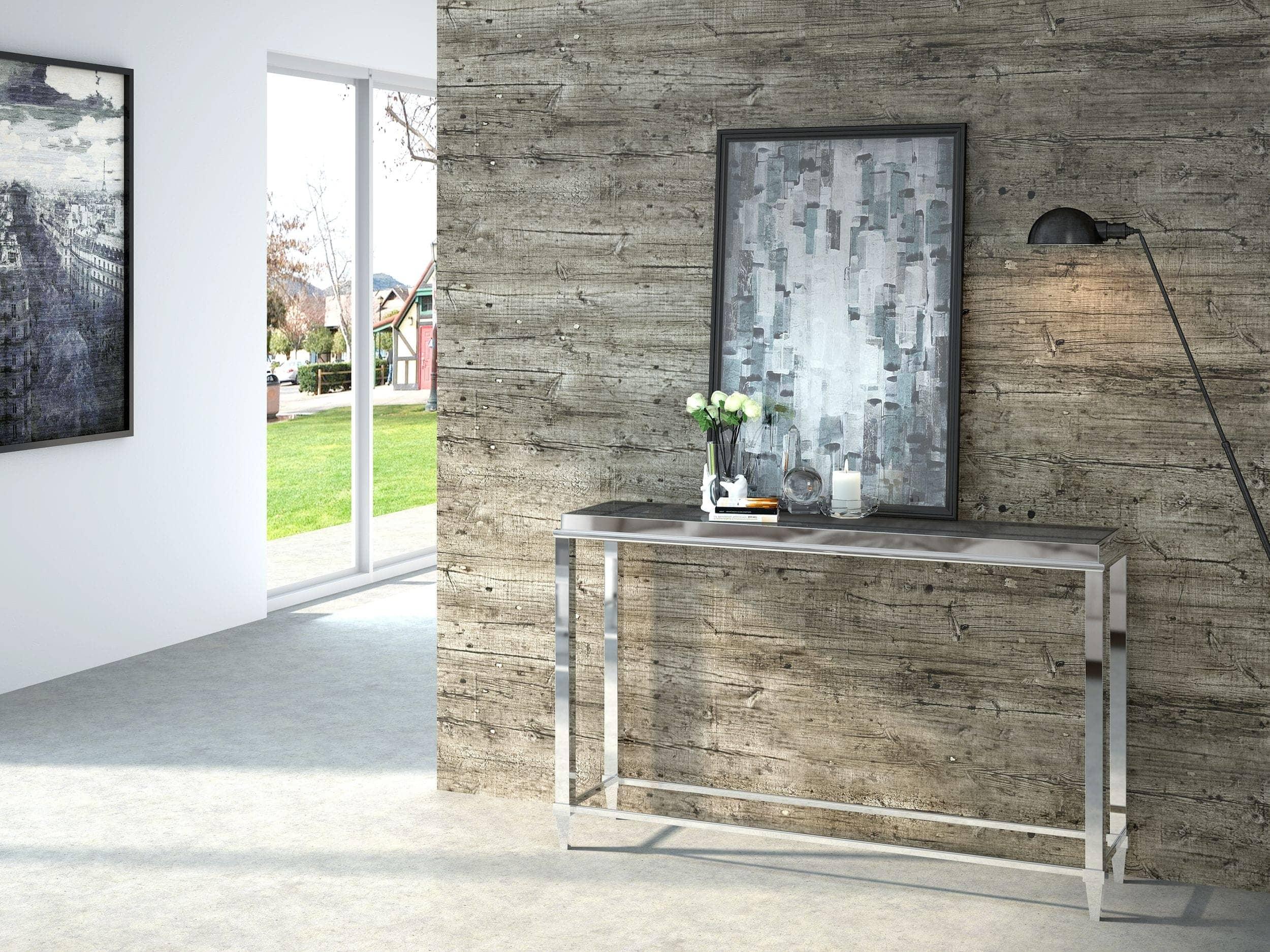 Modrest Agar Modern Glass Stainless Steel Console Table