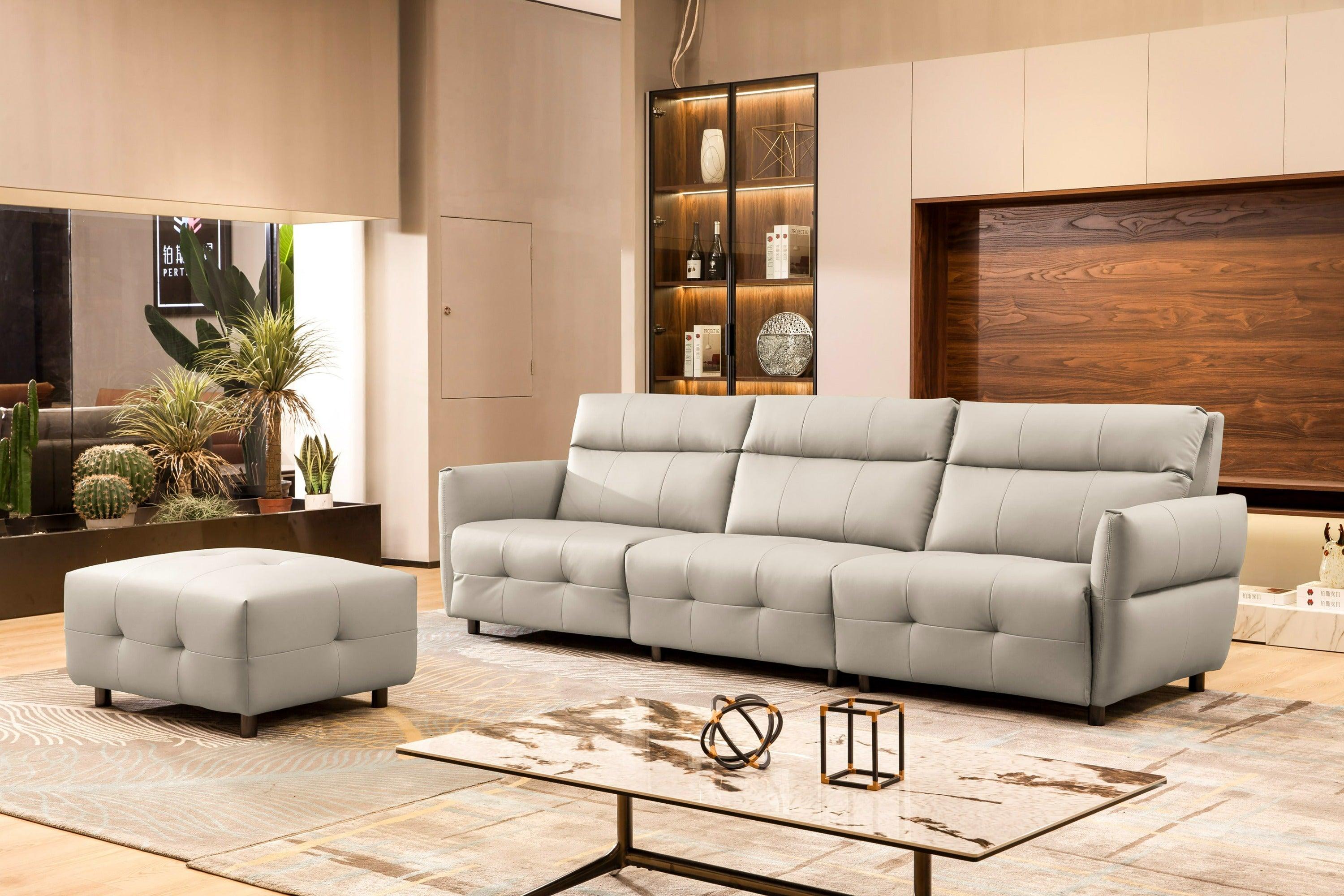 Divani Casa Joliet Modern Leather 4Seater Sofa w/ Two Recliners