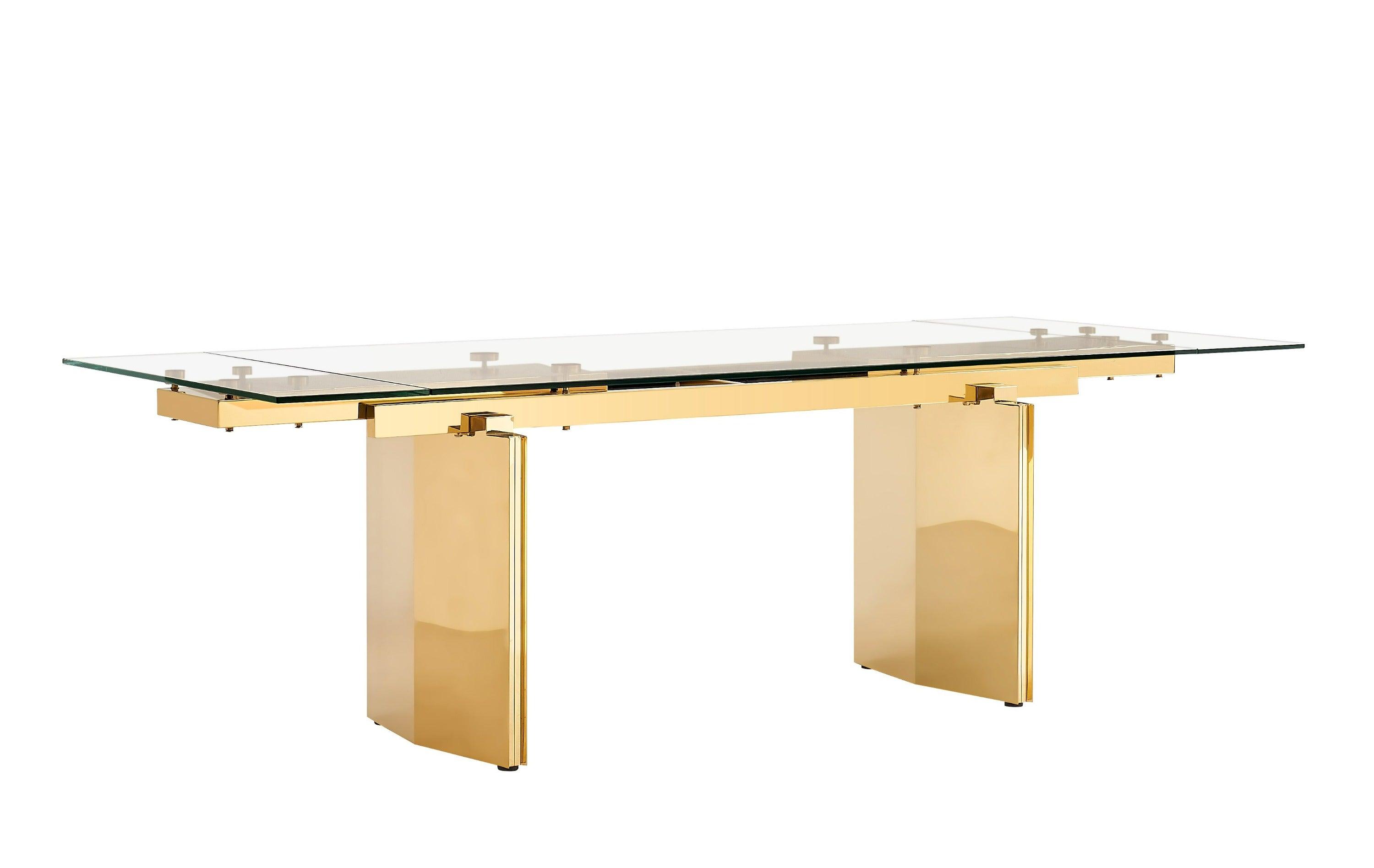 Modrest Nassim Glam Glass Extendable Dining Table