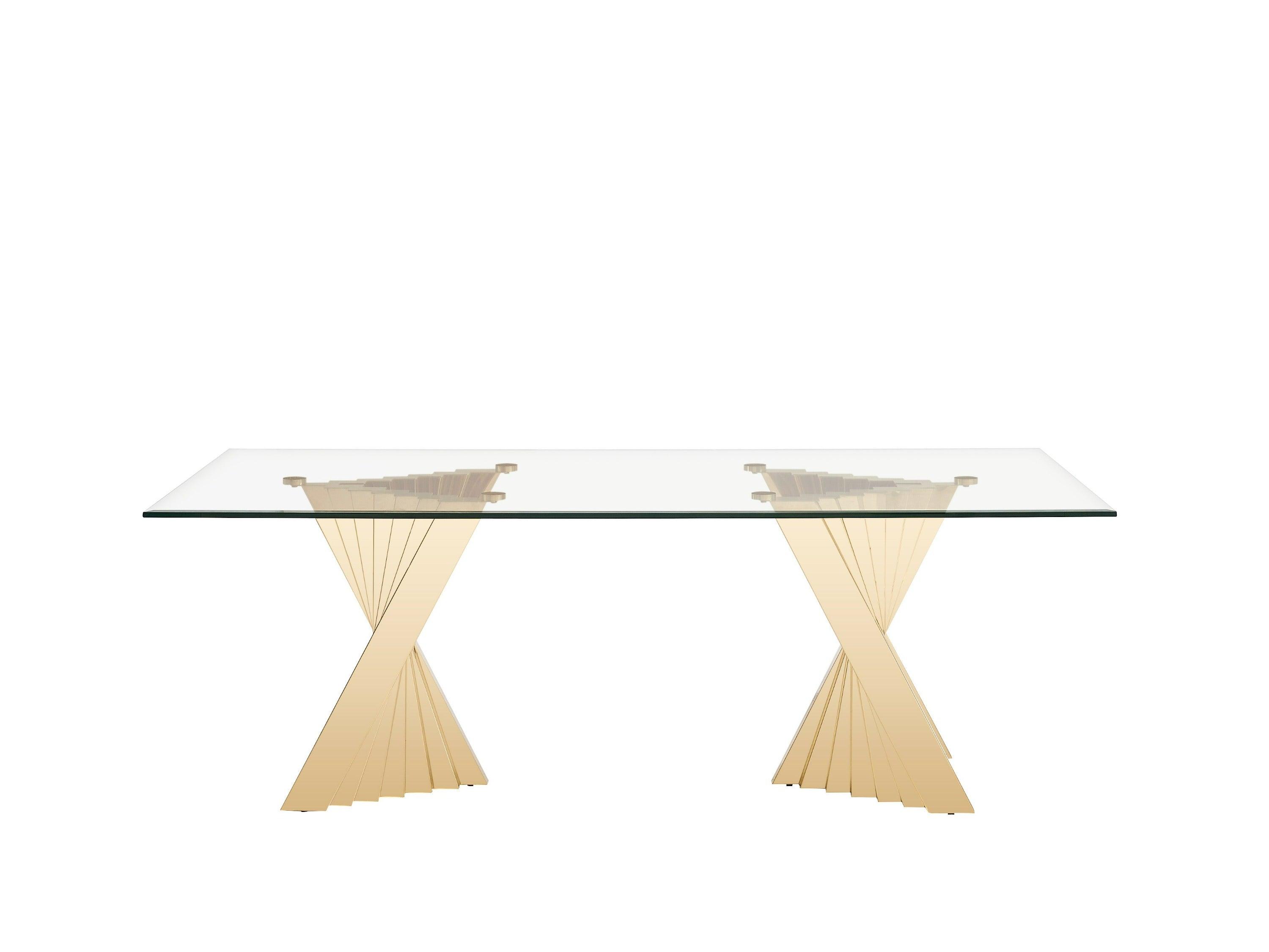 Modrest Buquet Glam Glass Champagne Rectangular Dining Table