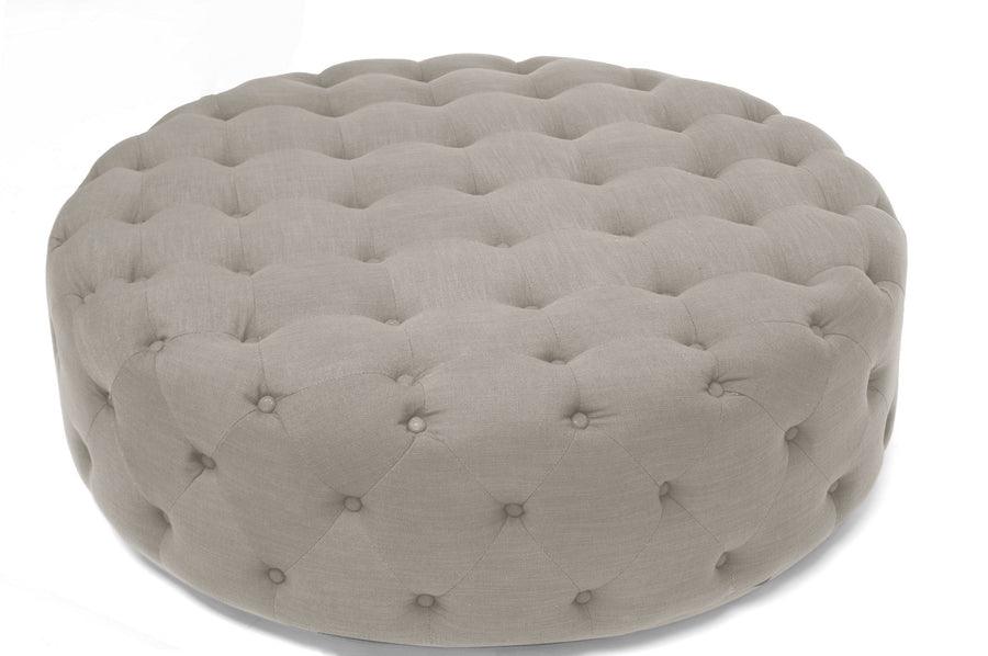 Cardiff Linen Modern Tufted Ottoman