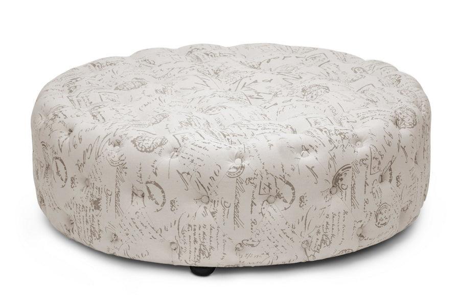 Cardiff Script Print Modern Tufted Ottoman