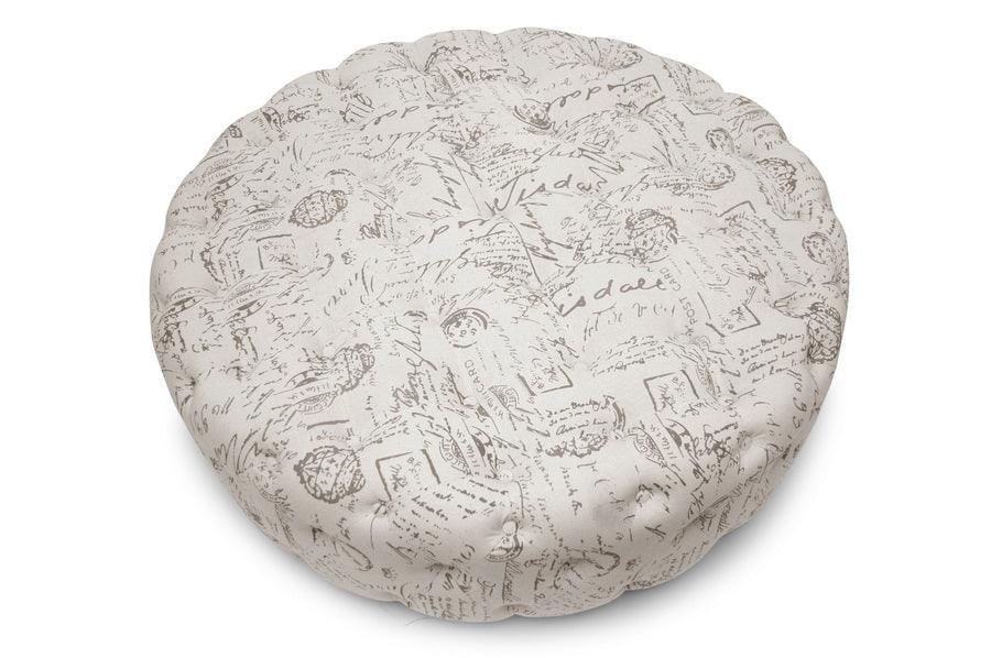 Cardiff Script Print Modern Tufted Ottoman