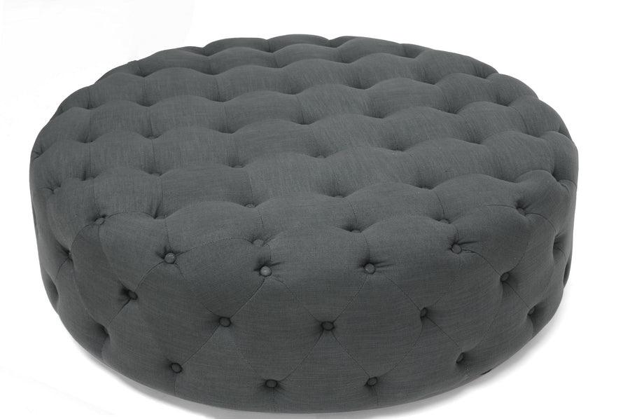 Cardiff Linen Modern Tufted Ottoman