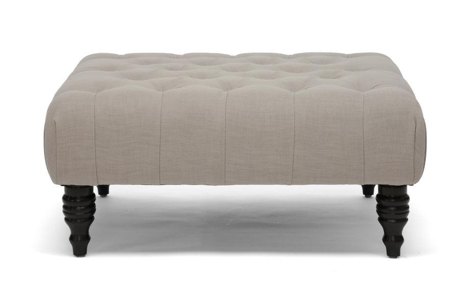 Keswick Linen Modern Tufted Ottoman