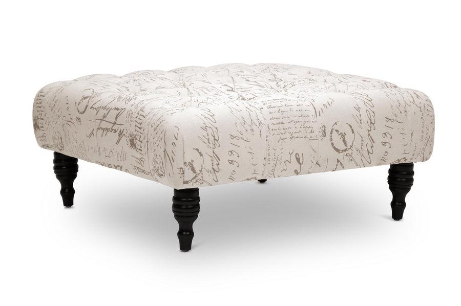 Keswick Script Print Modern Tufted Ottoman