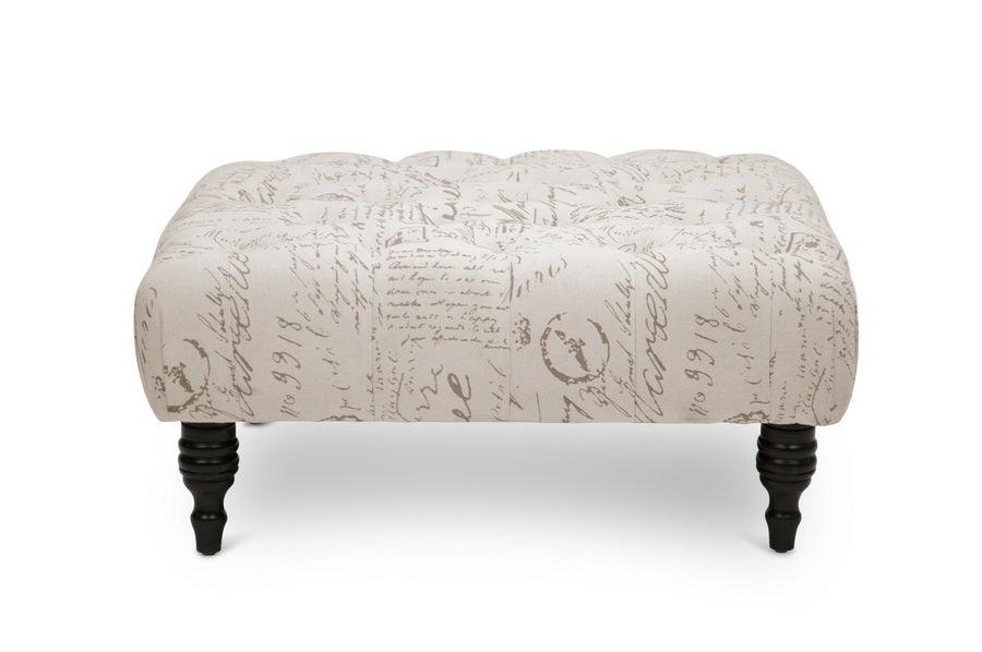 Keswick Script Print Modern Tufted Ottoman