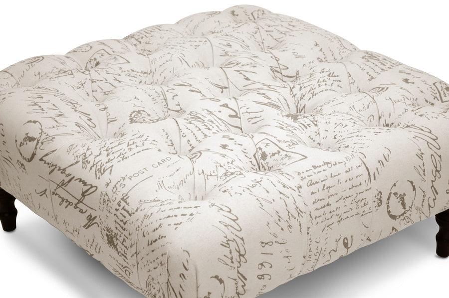 Keswick Script Print Modern Tufted Ottoman