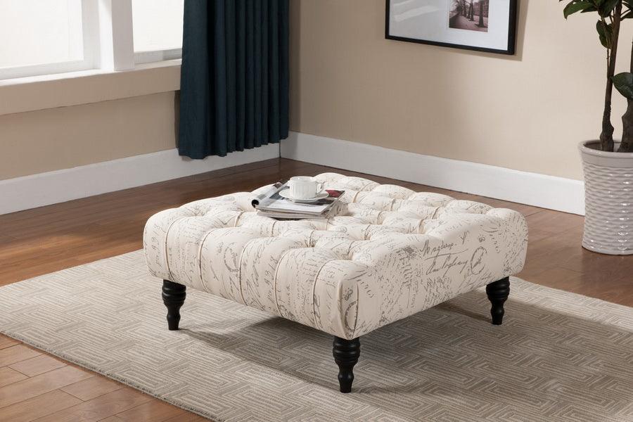 Keswick Script Print Modern Tufted Ottoman