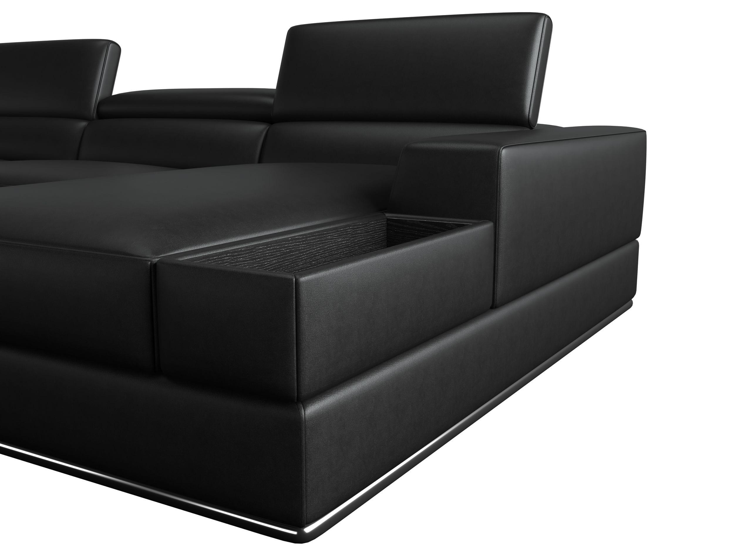 Divani Casa Pella Modern Italian Leather U Shaped Sectional Sofa