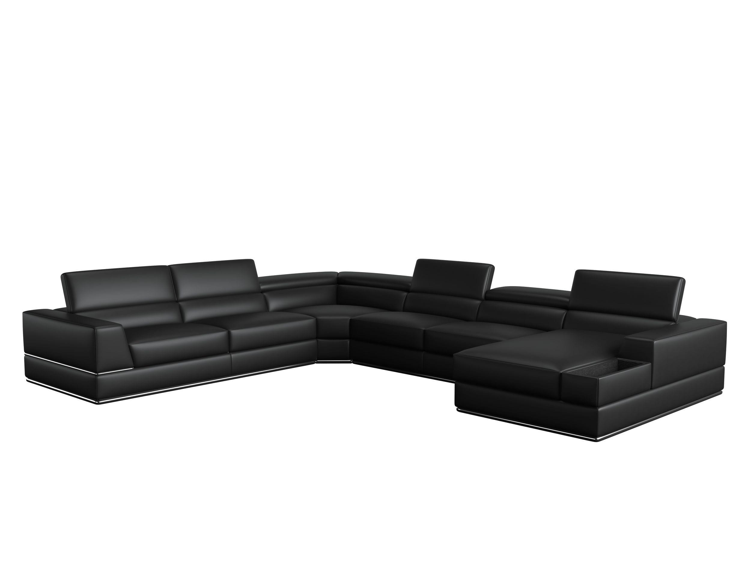 Divani Casa Pella Modern Italian Leather U Shaped Sectional Sofa