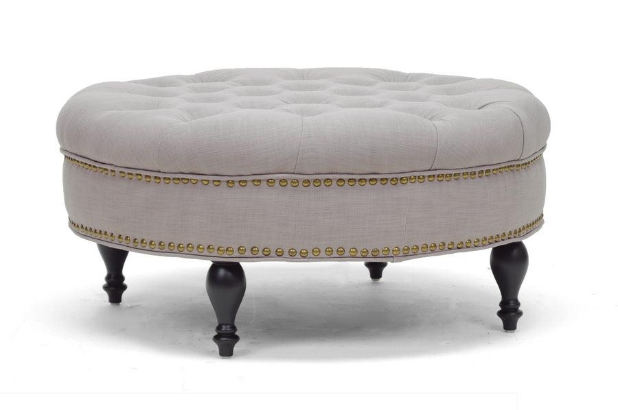 Palfrey Linen Modern Tufted Ottoman