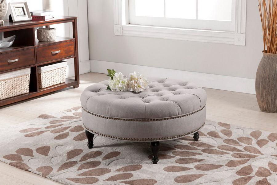 Palfrey Linen Modern Tufted Ottoman