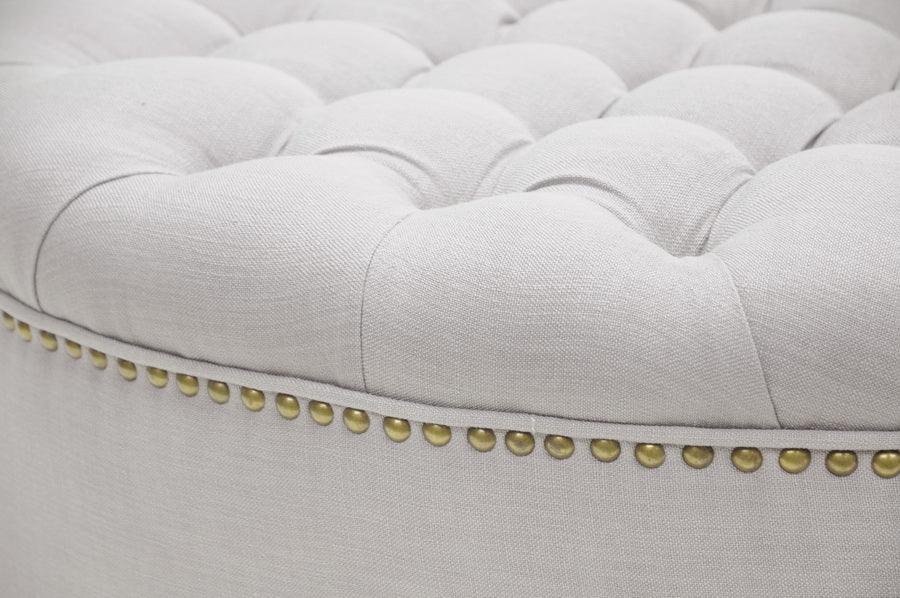 Iglehart Linen Modern Tufted Ottoman