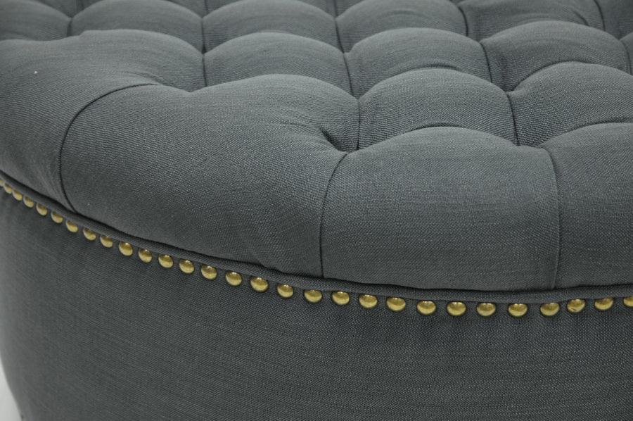 Iglehart Linen Modern Tufted Ottoman