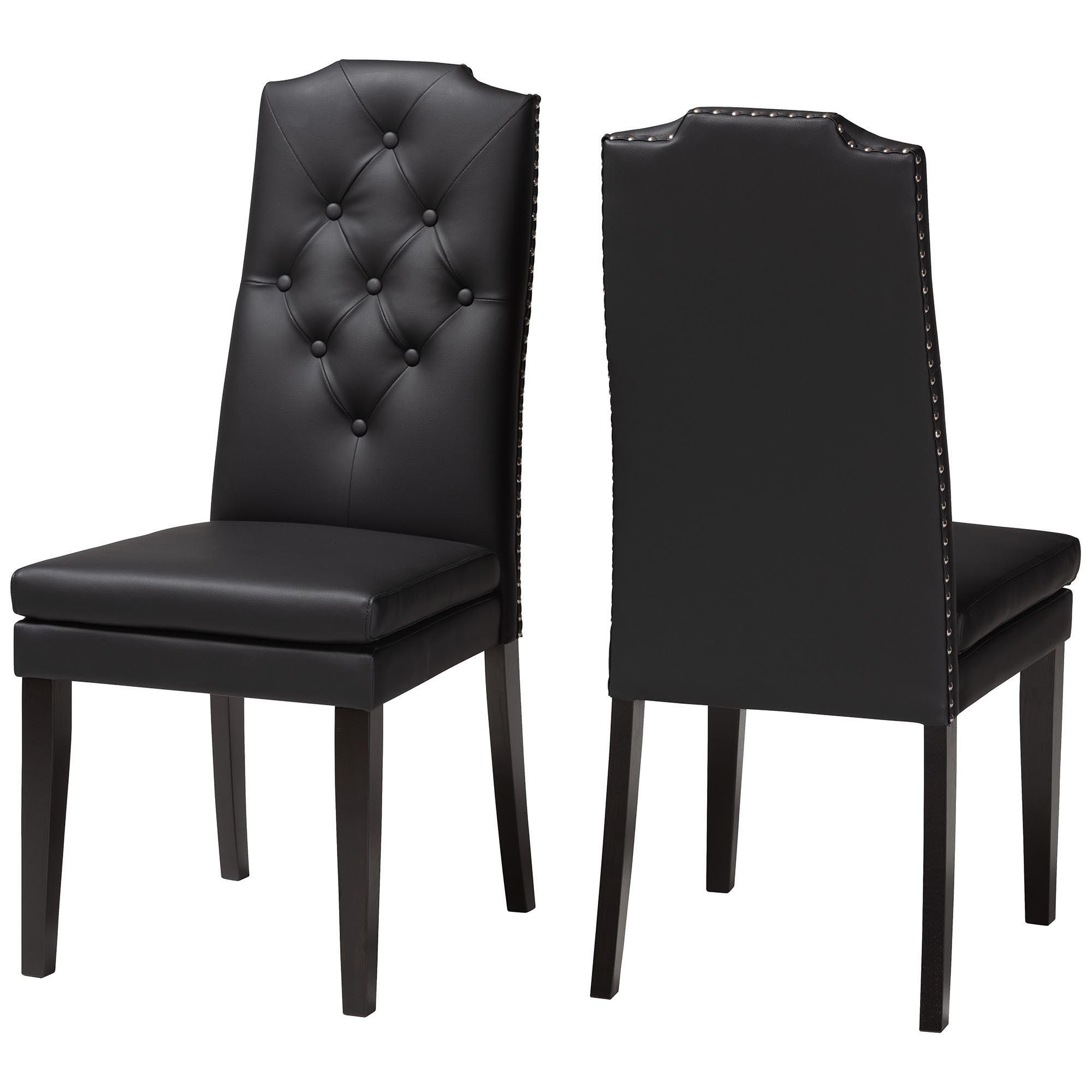 Dylin Modern and Contemporary Faux Leather Button-Tufted Nail heads Trim Dining Chair (Set of 2)