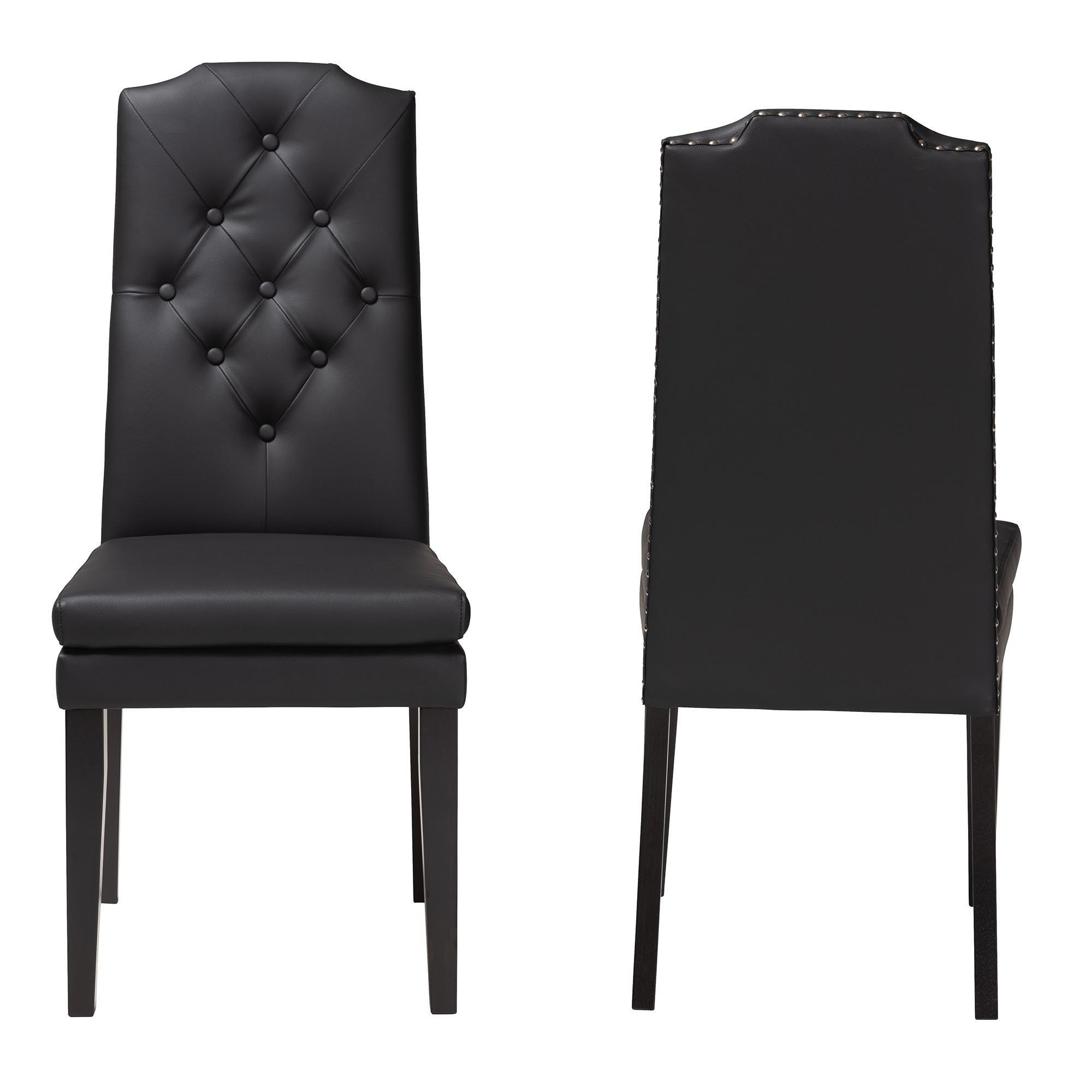 Dylin Modern and Contemporary Faux Leather Button-Tufted Nail heads Trim Dining Chair (Set of 2)