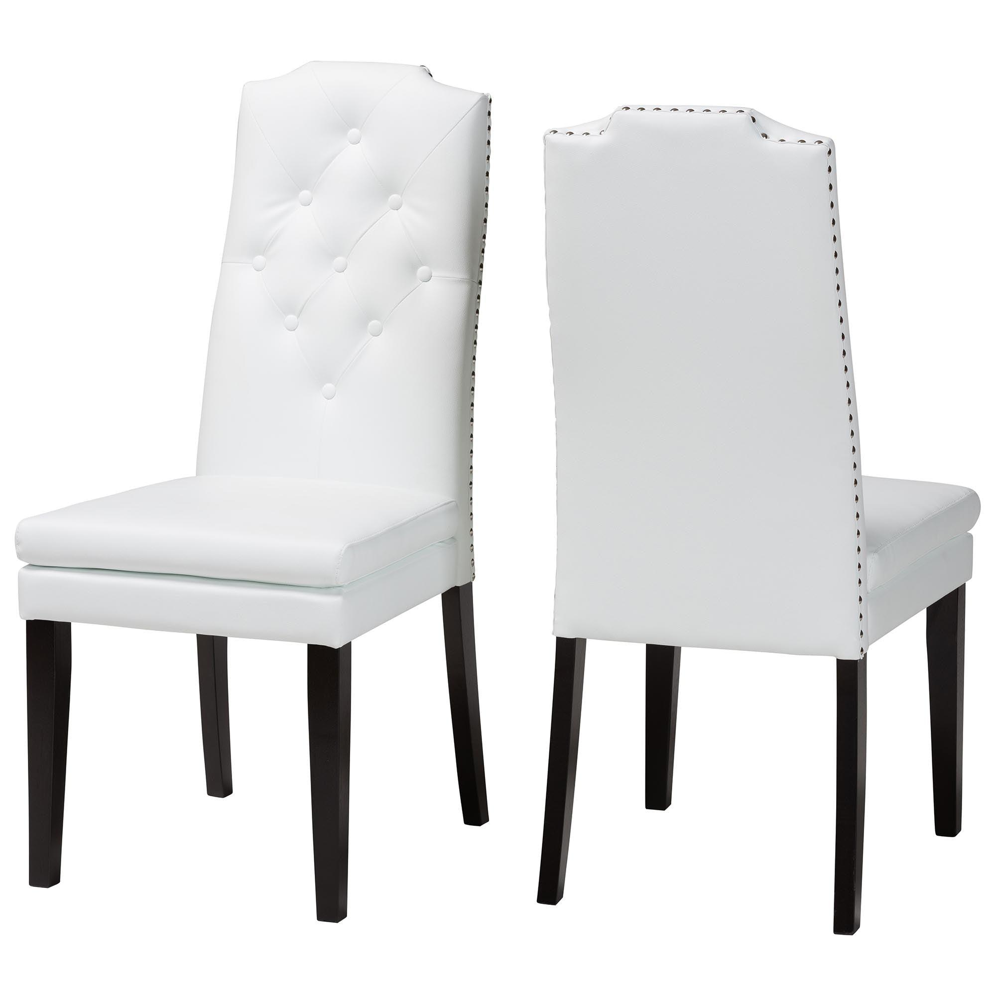 Dylin Modern and Contemporary Faux Leather Button-Tufted Nail heads Trim Dining Chair (Set of 2)