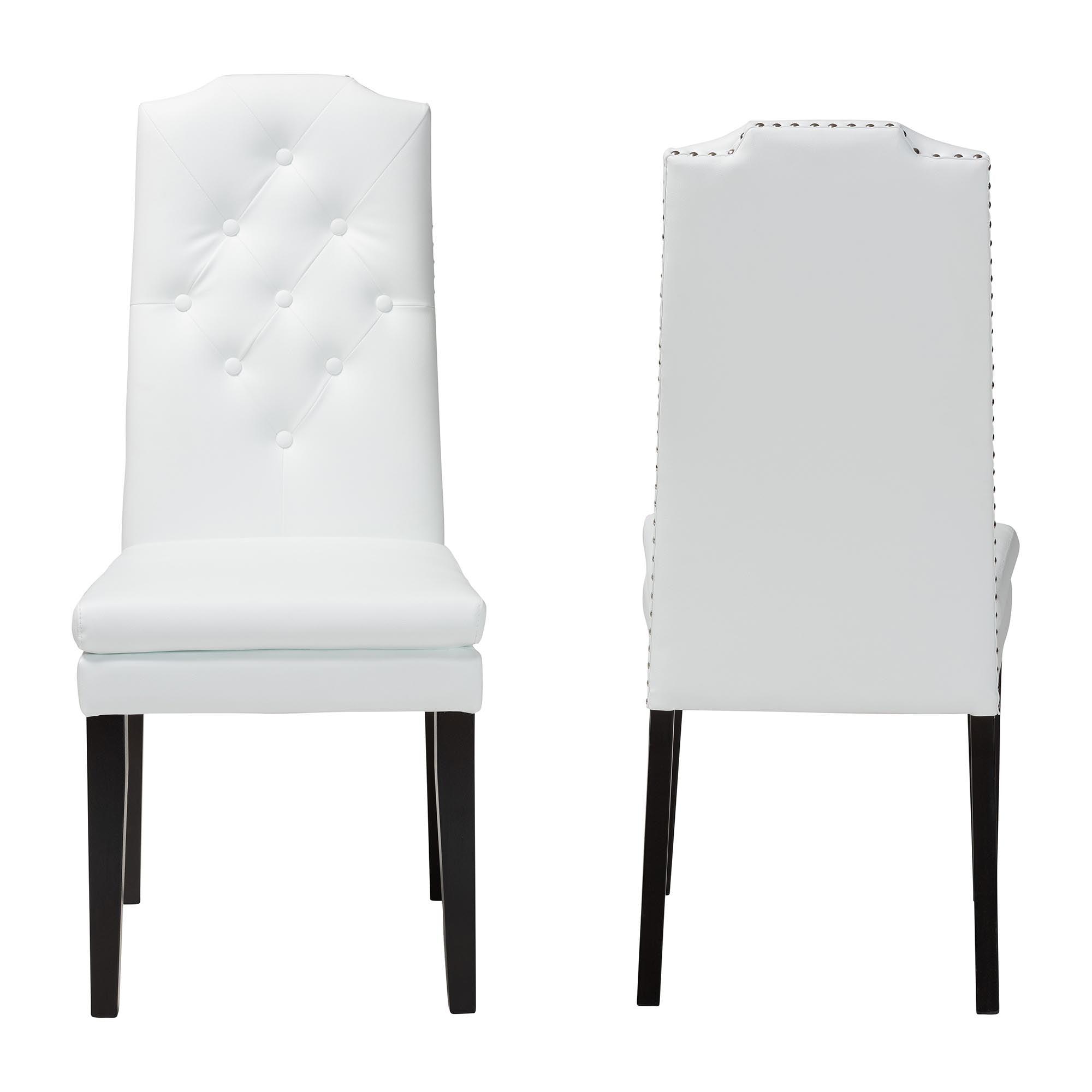 Dylin Modern and Contemporary Faux Leather Button-Tufted Nail heads Trim Dining Chair (Set of 2)