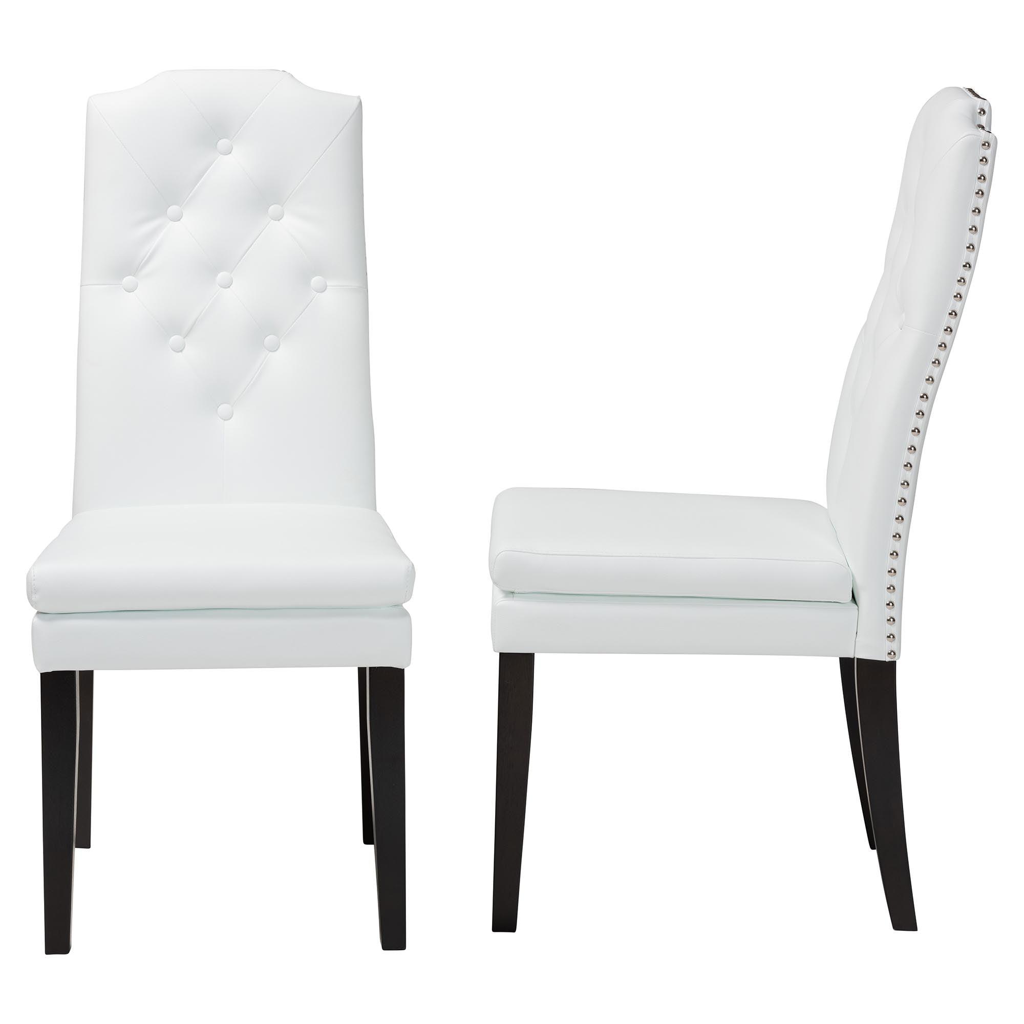 Dylin Modern and Contemporary Faux Leather Button-Tufted Nail heads Trim Dining Chair (Set of 2)