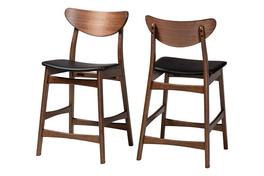 Latina Mid-century Retro Modern Scandinavian Style Faux Leather Upholstered Wood Finishing 24-Inches Counter Stool (Set of 2)