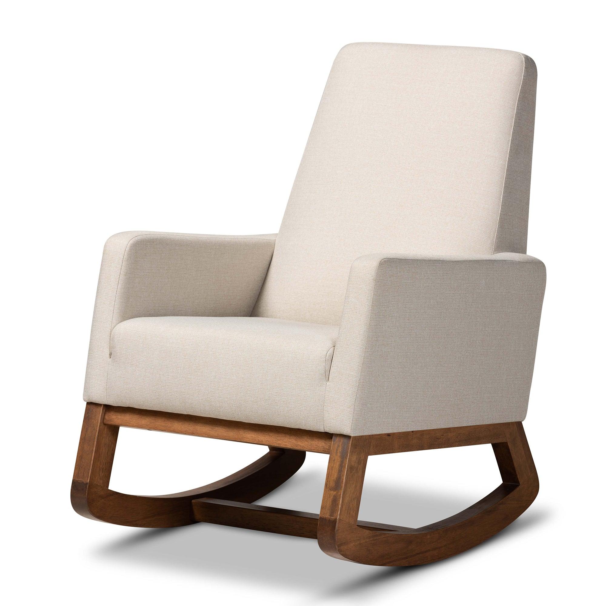 Yashiya Mid-century Retro Modern Light Fabric Upholstered Rocking Chair