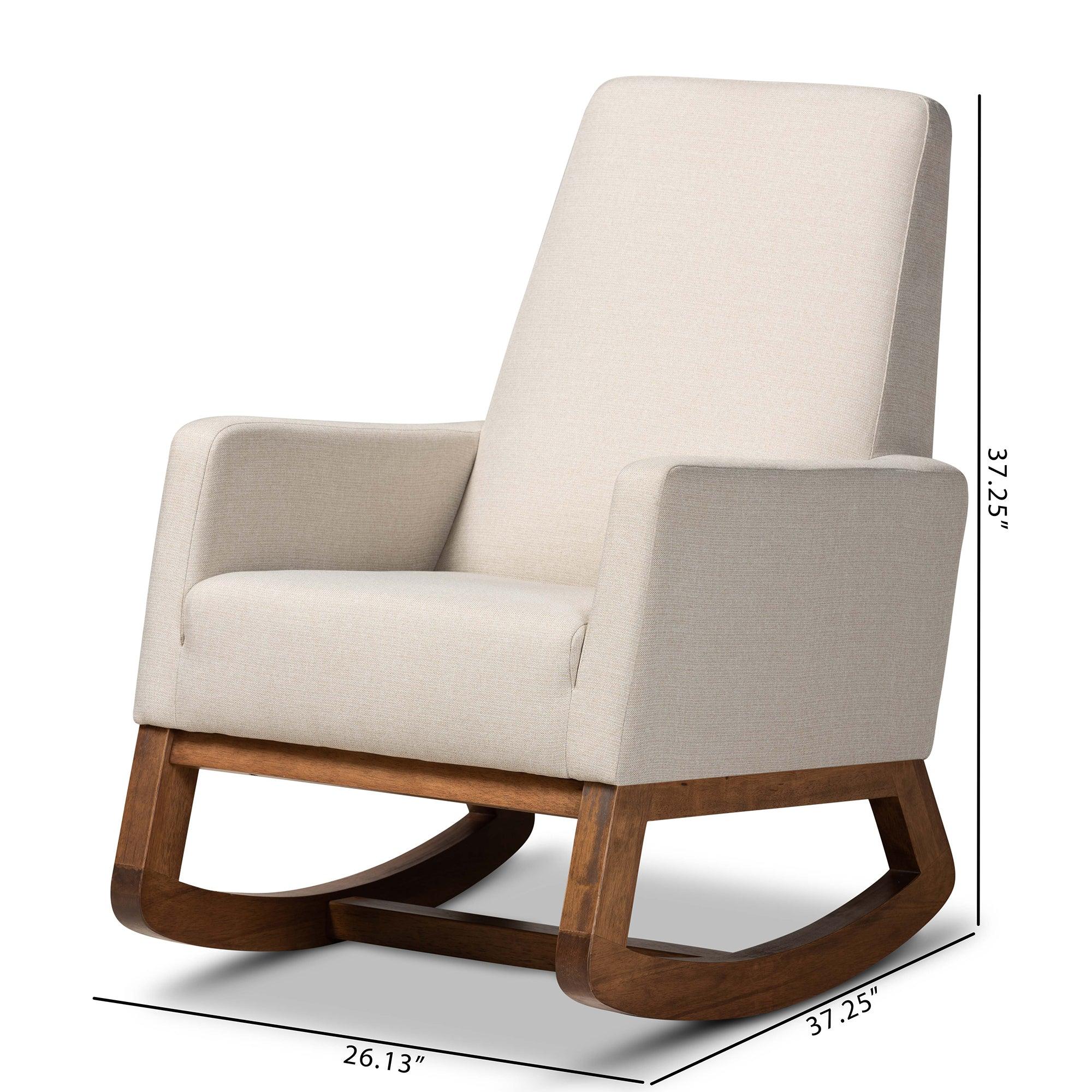 Yashiya Mid-century Retro Modern Light Fabric Upholstered Rocking Chair