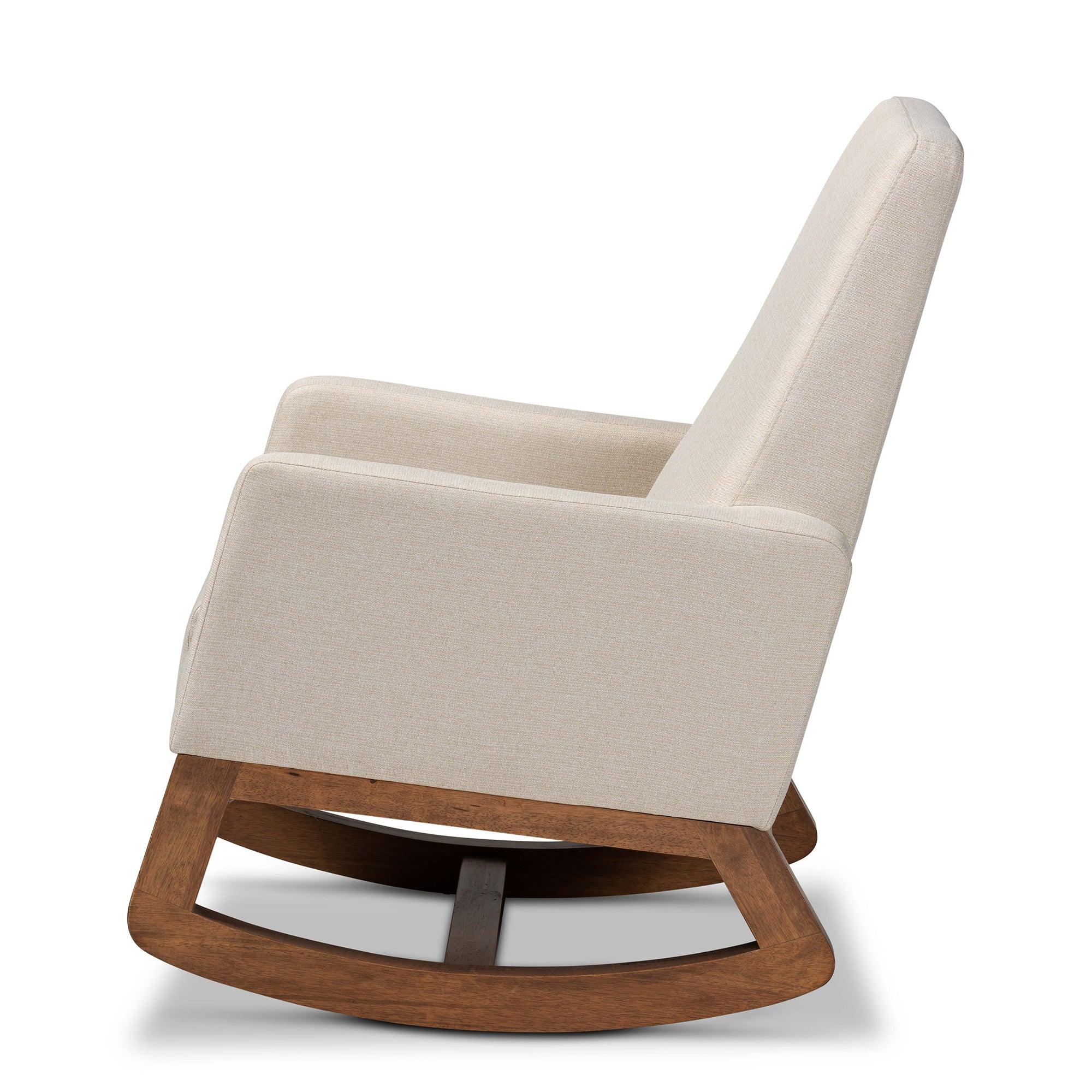 Yashiya Mid-century Retro Modern Light Fabric Upholstered Rocking Chair