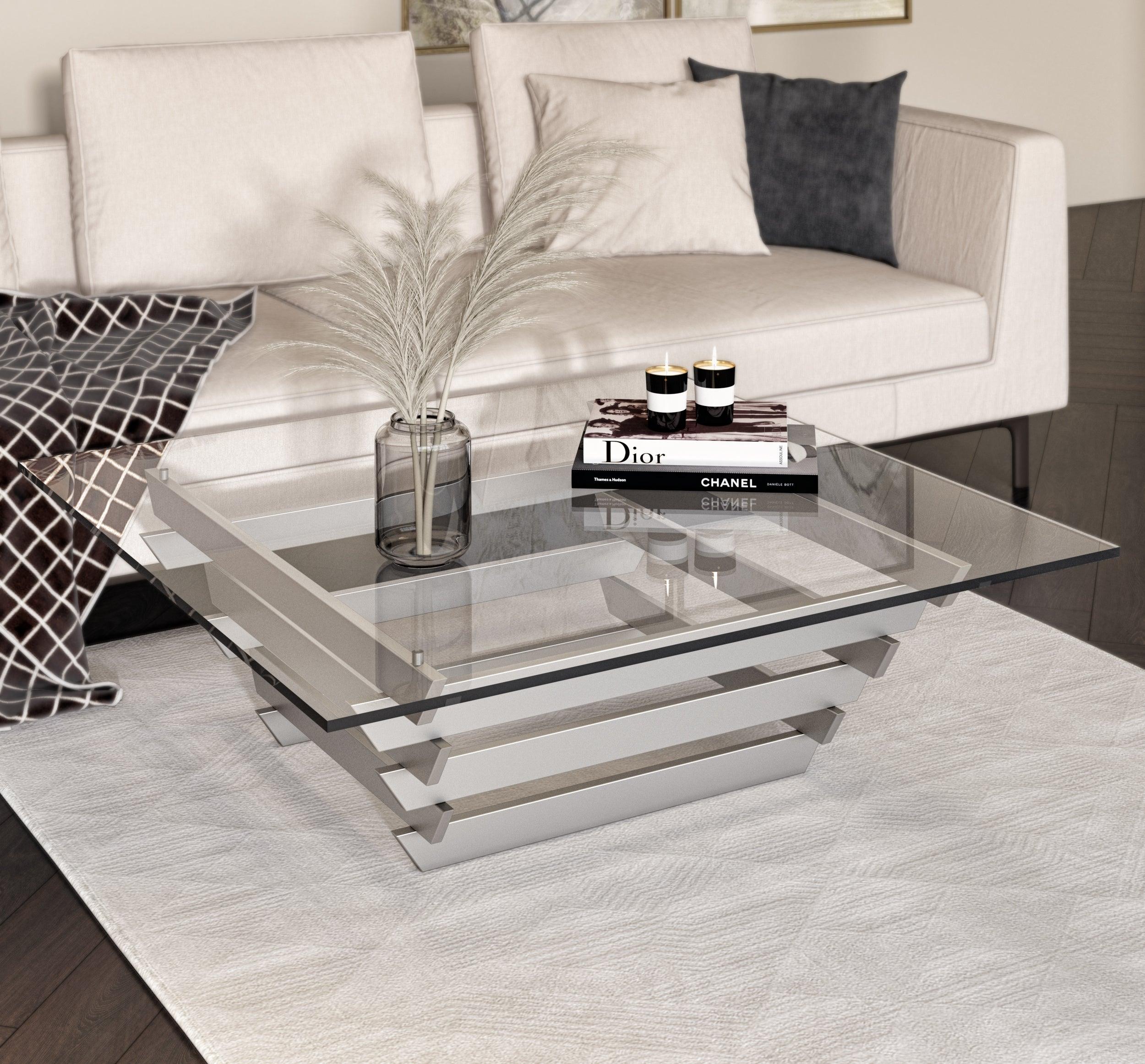 Modrest Upton Modern Square Glass Coffee Table