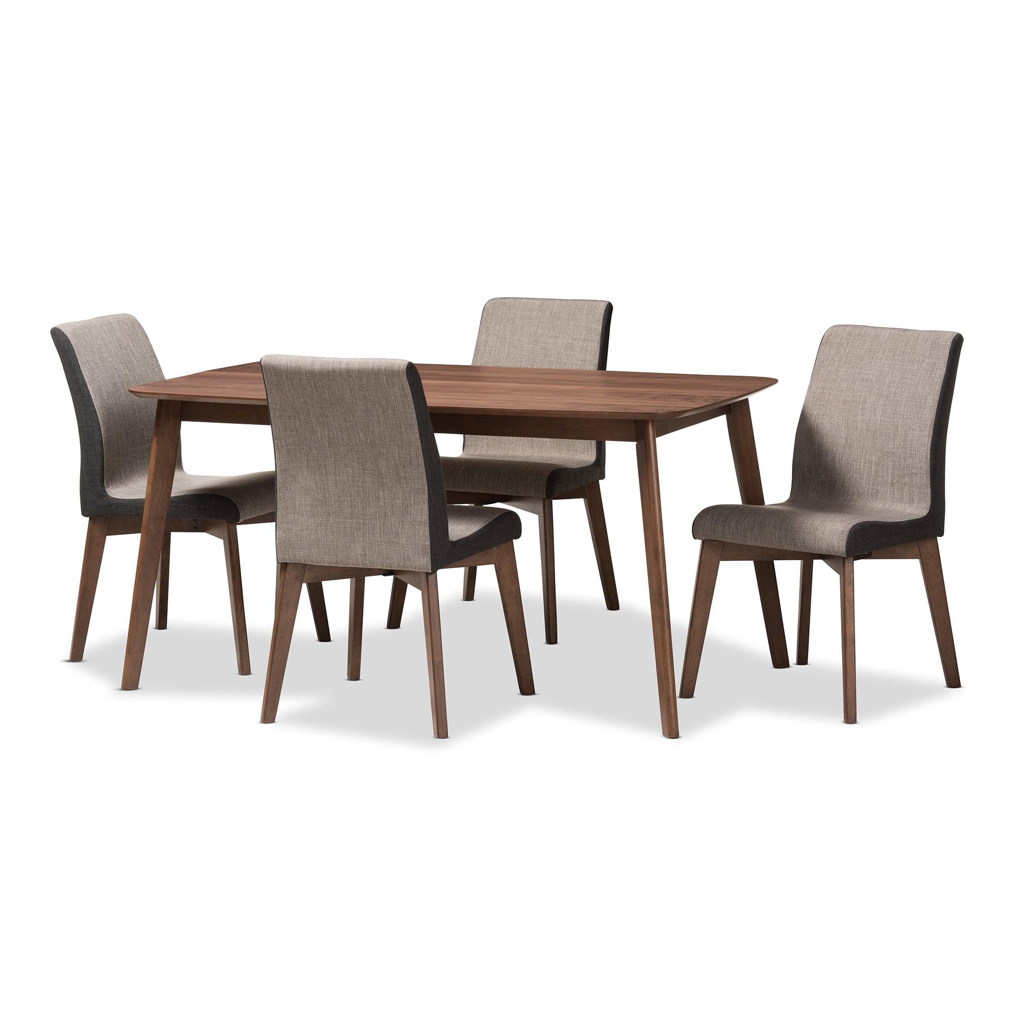 Kimberly Mid-Century Modern and Fabric 5-Piece Dining Set