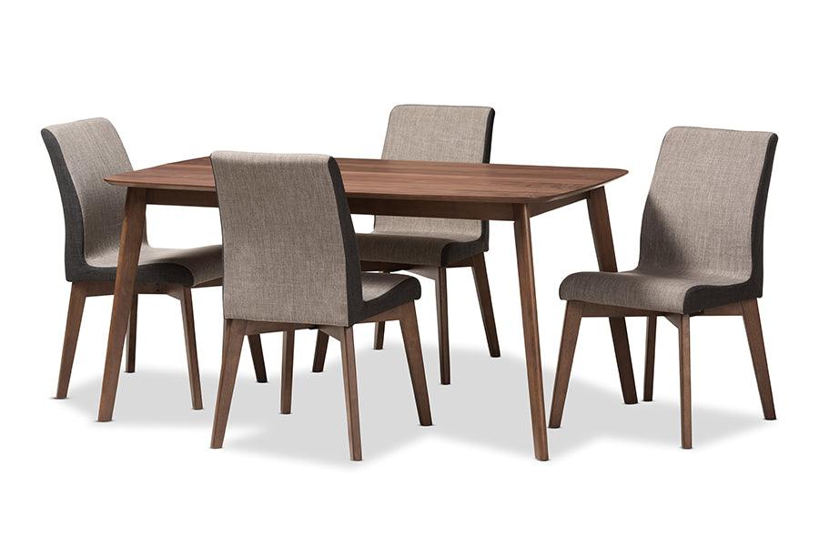 Kimberly Mid-Century Modern and Fabric 5-Piece Dining Set