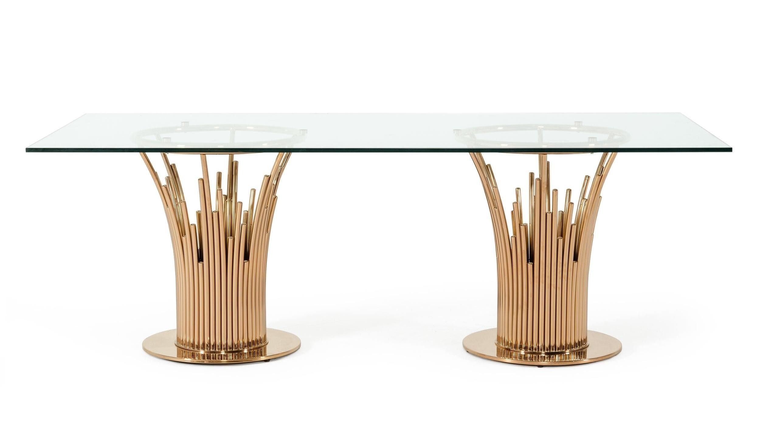 Modrest Paxton Modern Glass Rosegold Dining Table