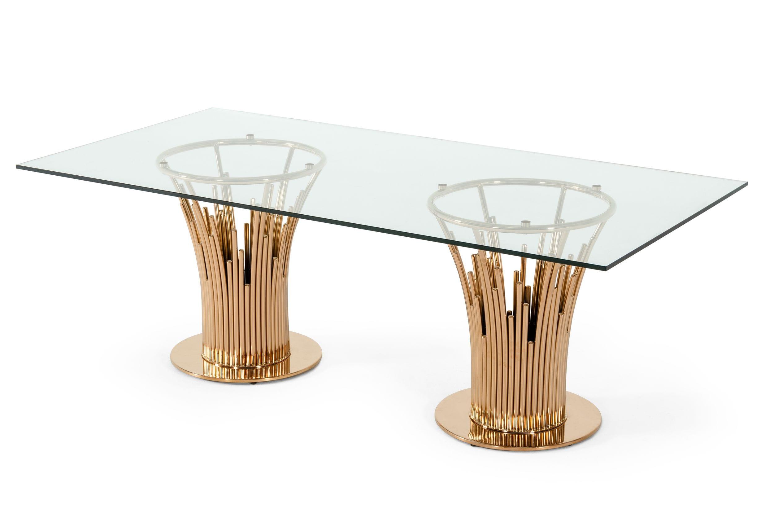 Modrest Paxton Modern Glass Rosegold Dining Table