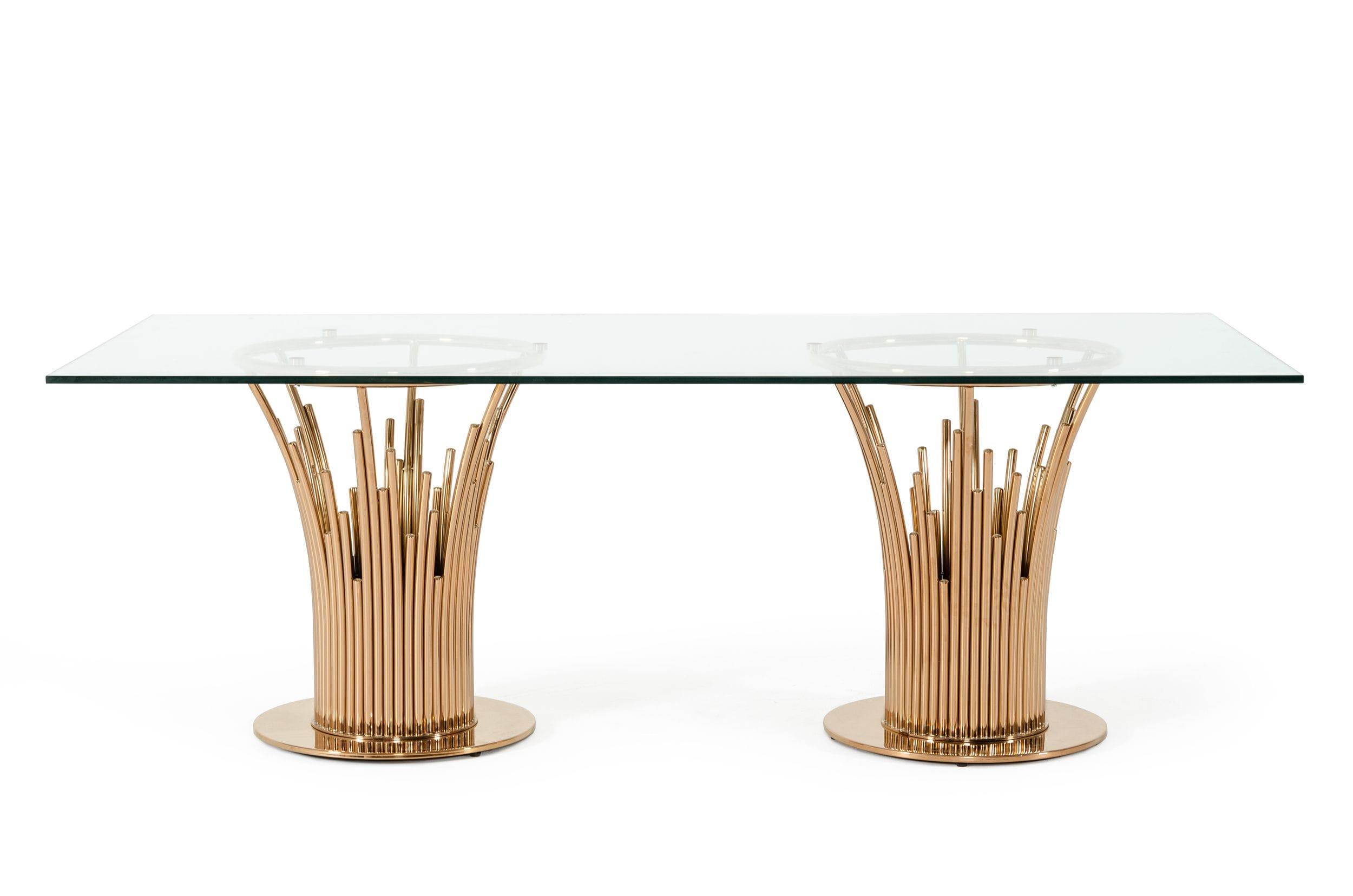 Modrest Paxton Modern Glass Rosegold Dining Table