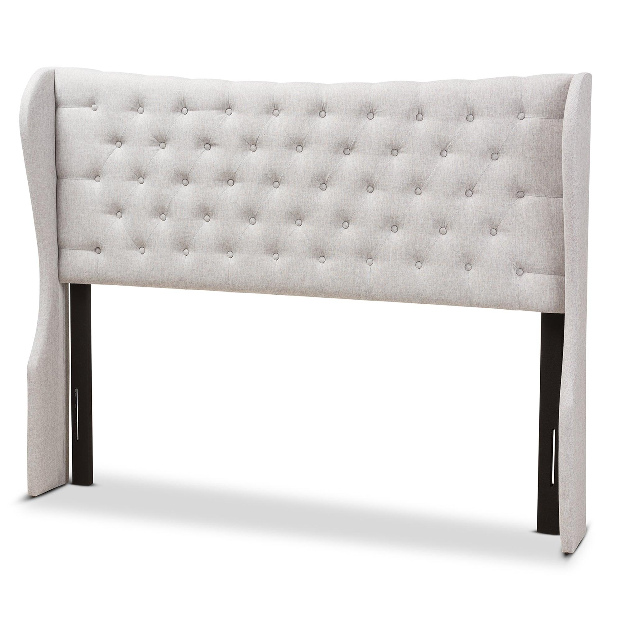 Cadence Modern and Contemporary ish Fabric Button-Tufted Winged Headboard