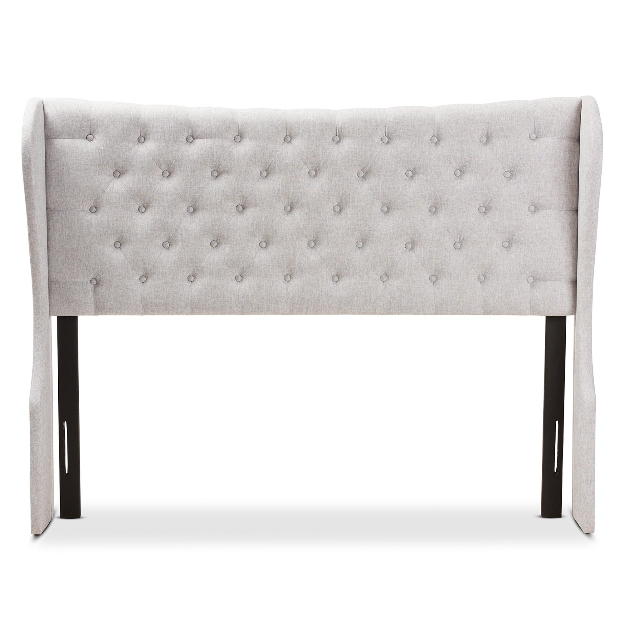 Cadence Modern and Contemporary ish Fabric Button-Tufted Winged Headboard