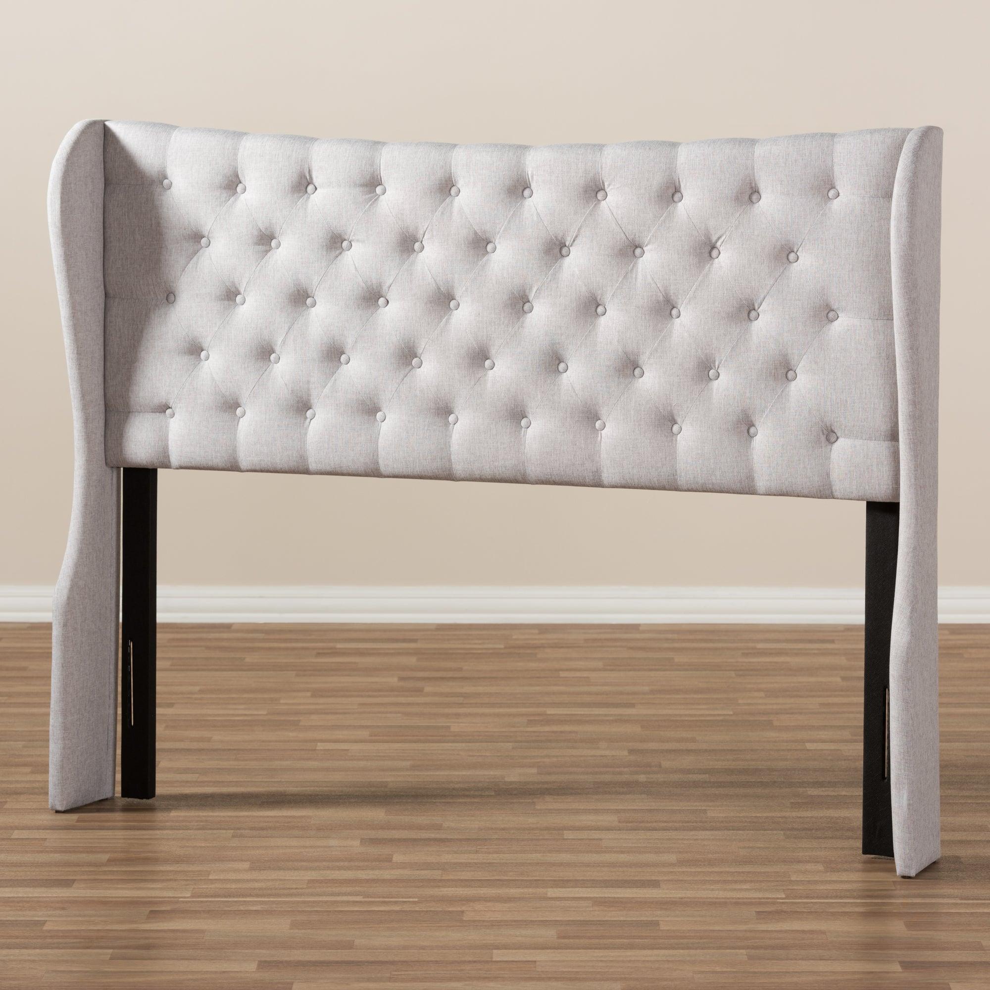 Cadence Modern and Contemporary ish Fabric Button-Tufted Winged Headboard