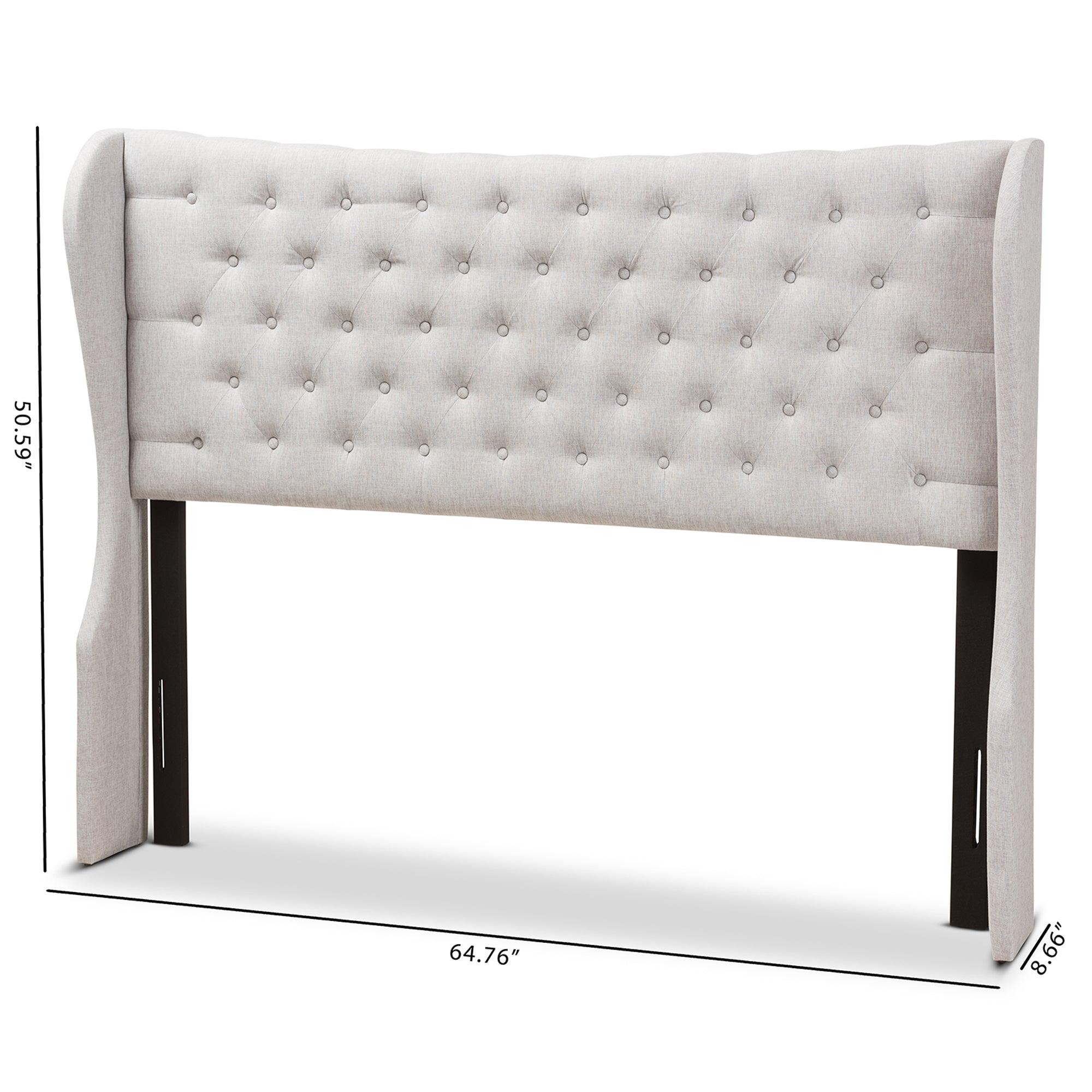 Cadence Modern and Contemporary ish Fabric Button-Tufted Winged Headboard