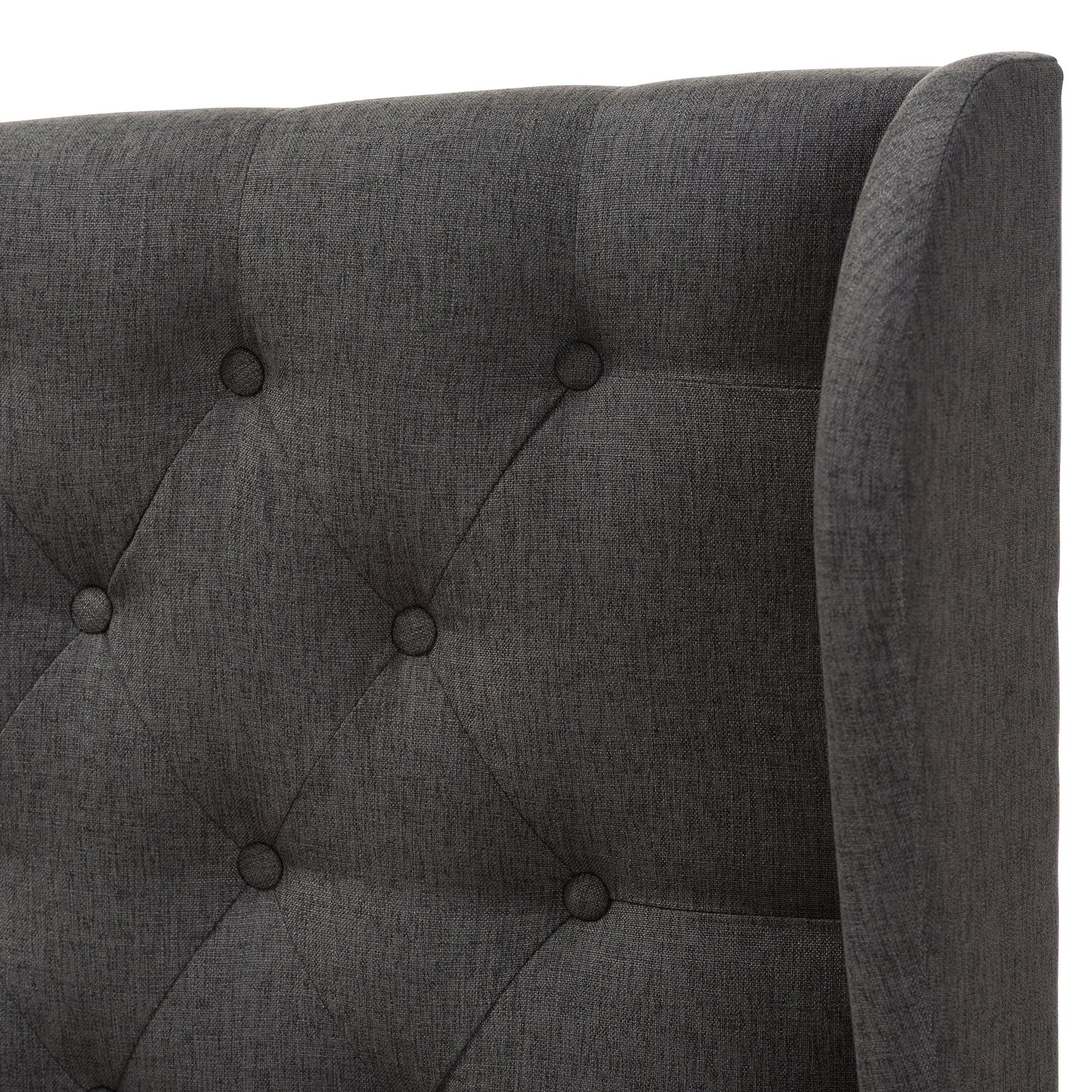 Cadence Modern and Contemporary Dark Fabric Button-Tufted Winged Headboard