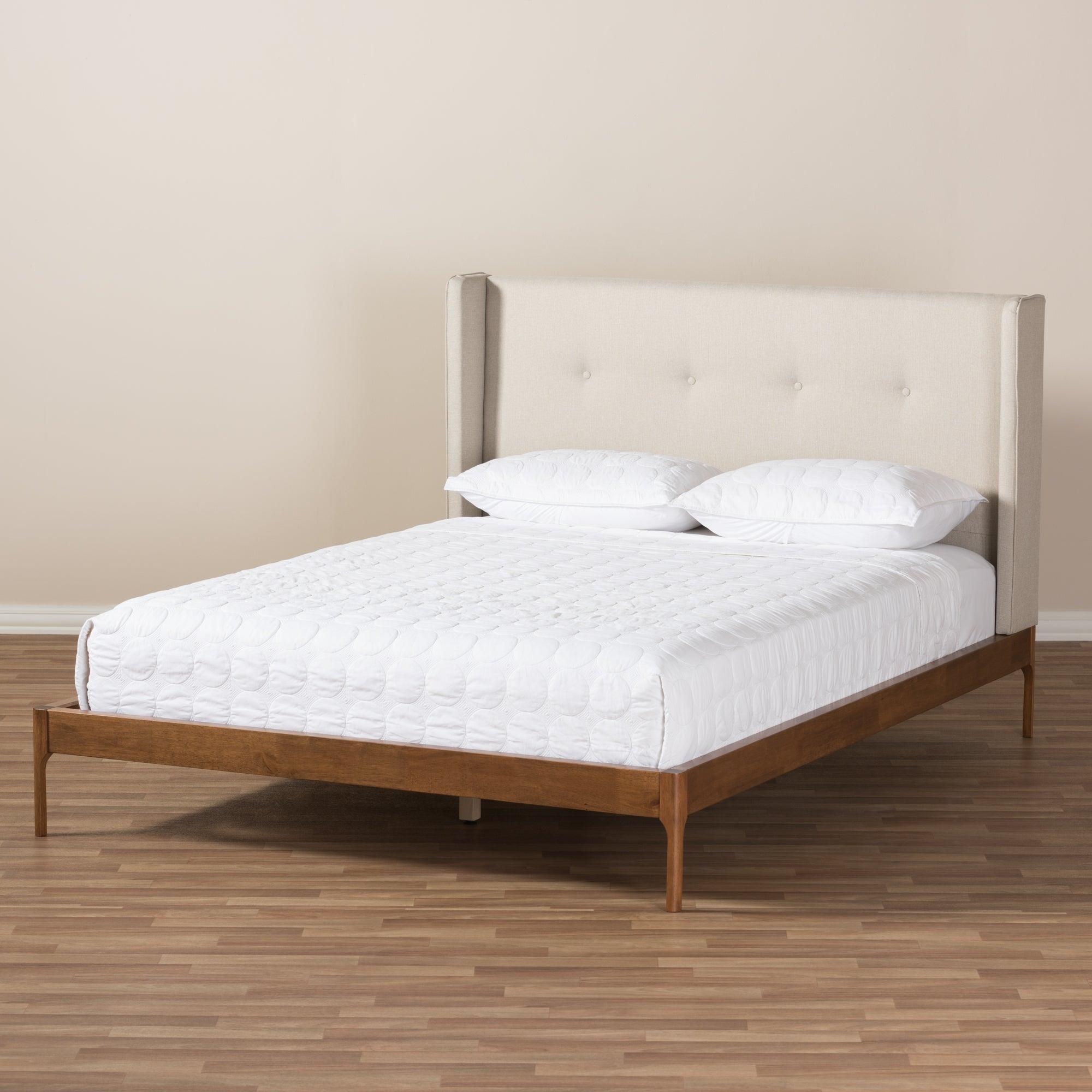 Brooklyn Mid-Century Modern Wood Fabric Platform Bed