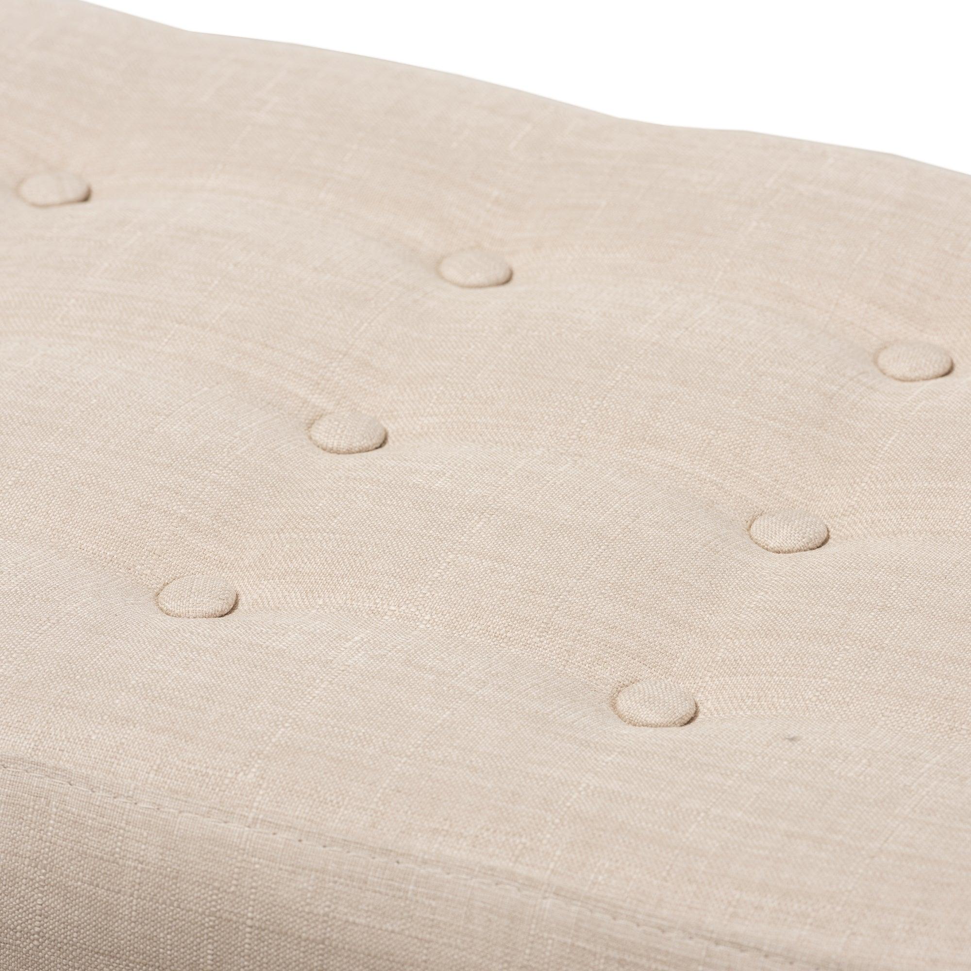 Elia Mid-Century Modern Wood Light Fabric Button-Tufted Bench