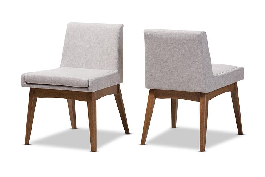 Nexus Mid-Century Modern Wood Finishing ish Fabric Dining Side Chair (Set of 2)