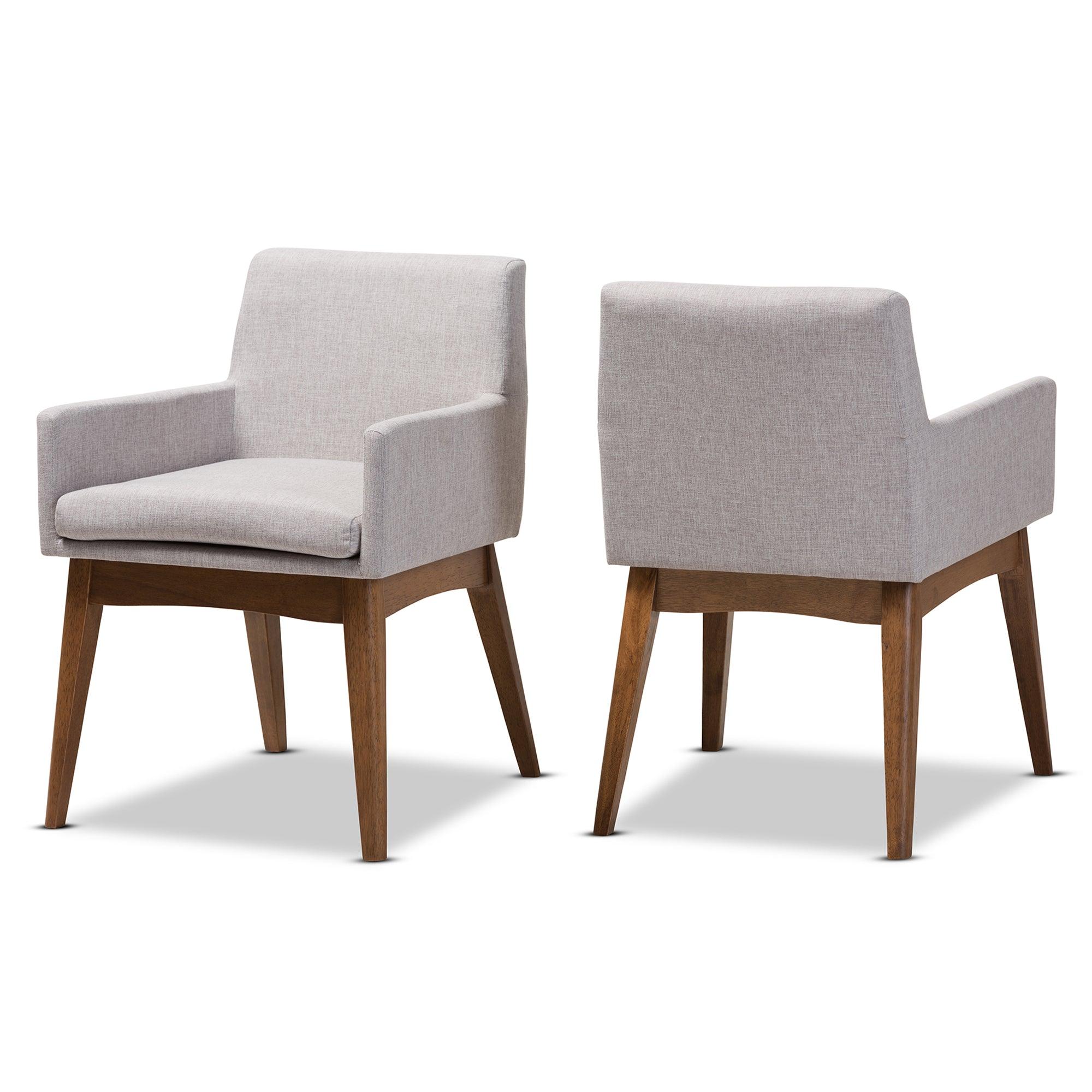 Nexus Mid-Century Modern Wood Finishing ish Fabric Dining Armchair (Set of 2)