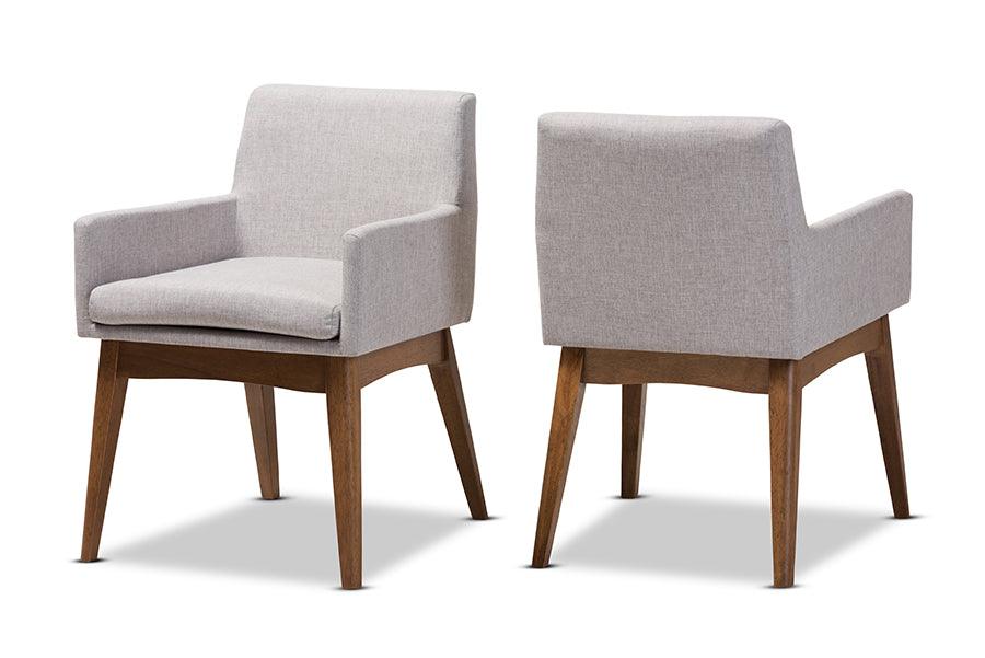 Nexus Mid-Century Modern Wood Finishing ish Fabric Dining Armchair (Set of 2)