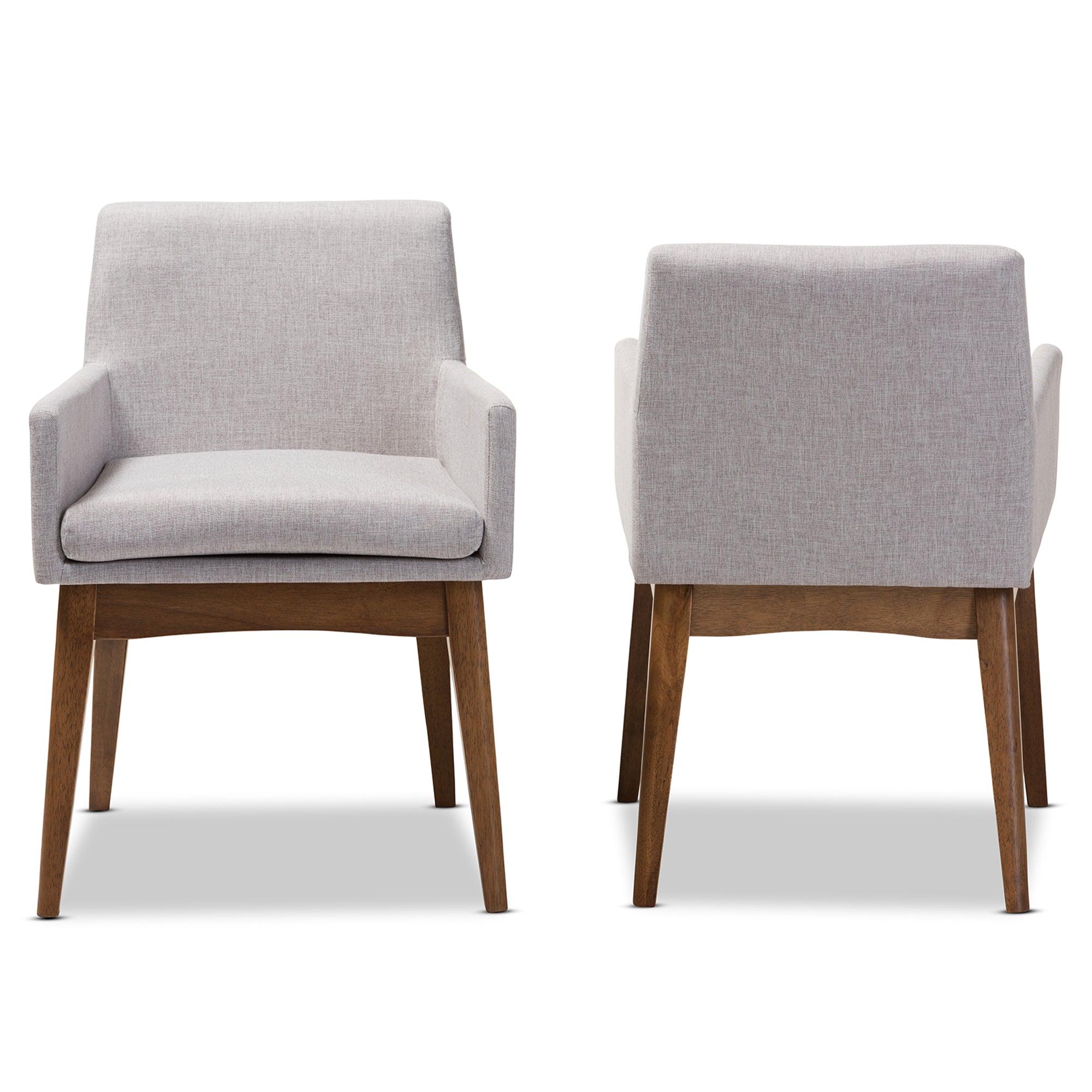 Nexus Mid-Century Modern Wood Finishing ish Fabric Dining Armchair (Set of 2)