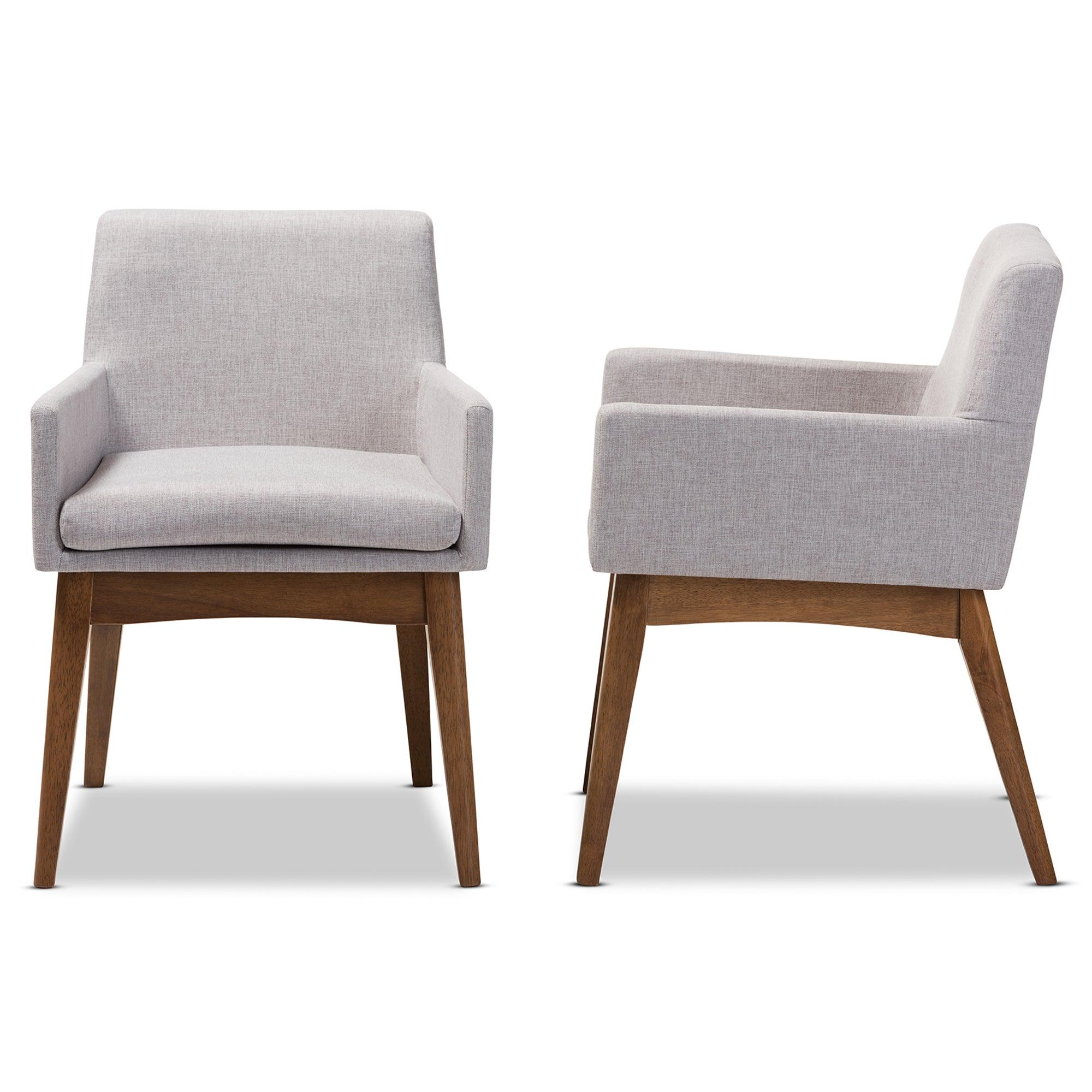 Nexus Mid-Century Modern Wood Finishing ish Fabric Dining Armchair (Set of 2)